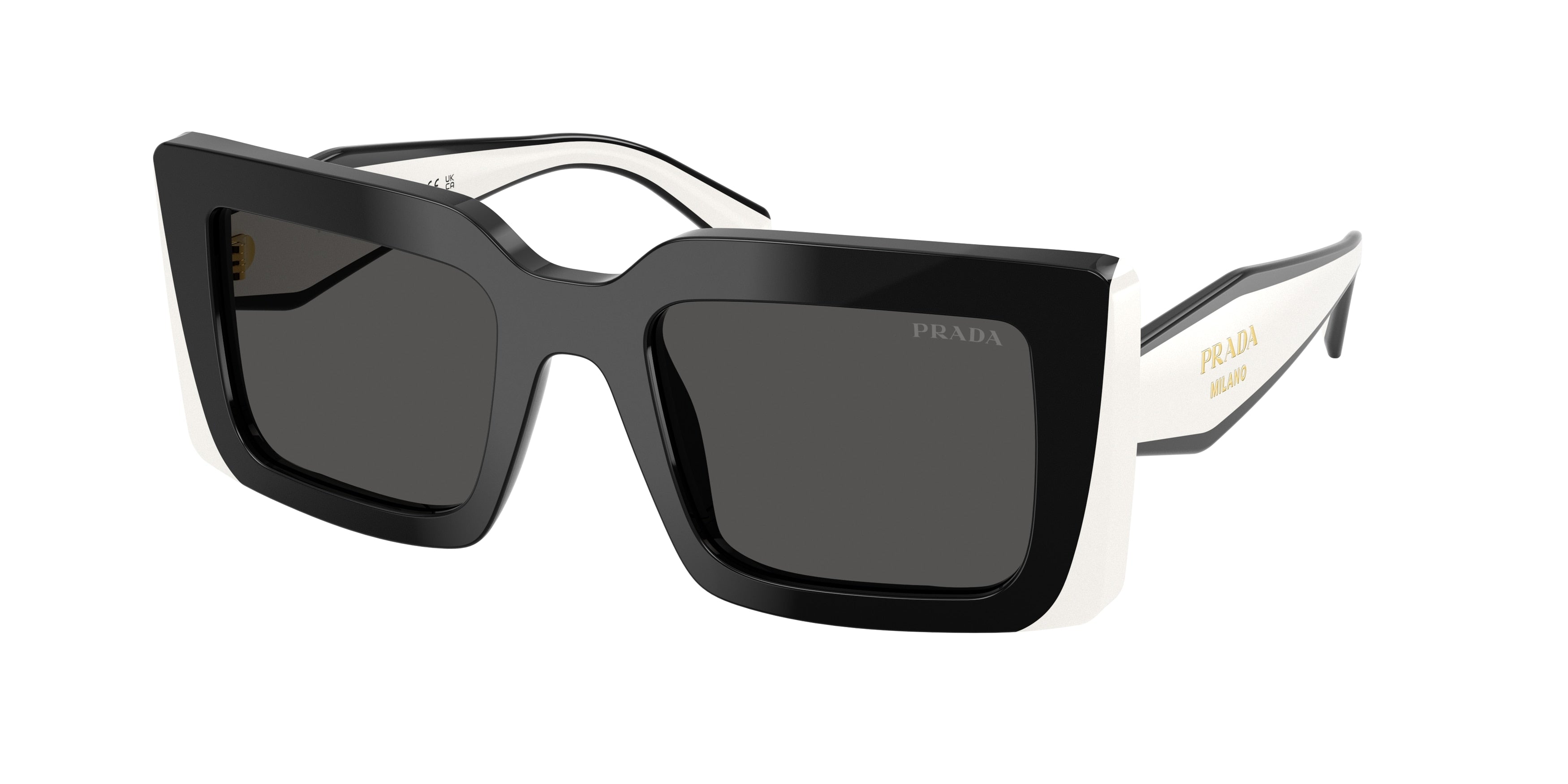 Prada PRD01S Rectangle Sunglasses  20G08Z-Black 52-140-21 - Color Map Black