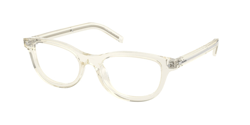 Prada PRD01VU Oval Eyeglasses  12X1O1-Transparent Champagne 52-145-18 - Color Map Brown