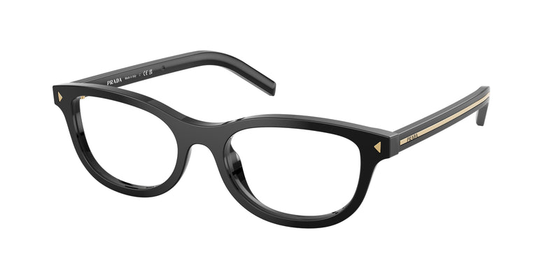 Prada PRD01VU Oval Eyeglasses  16K1O1-Black 52-145-18 - Color Map Black