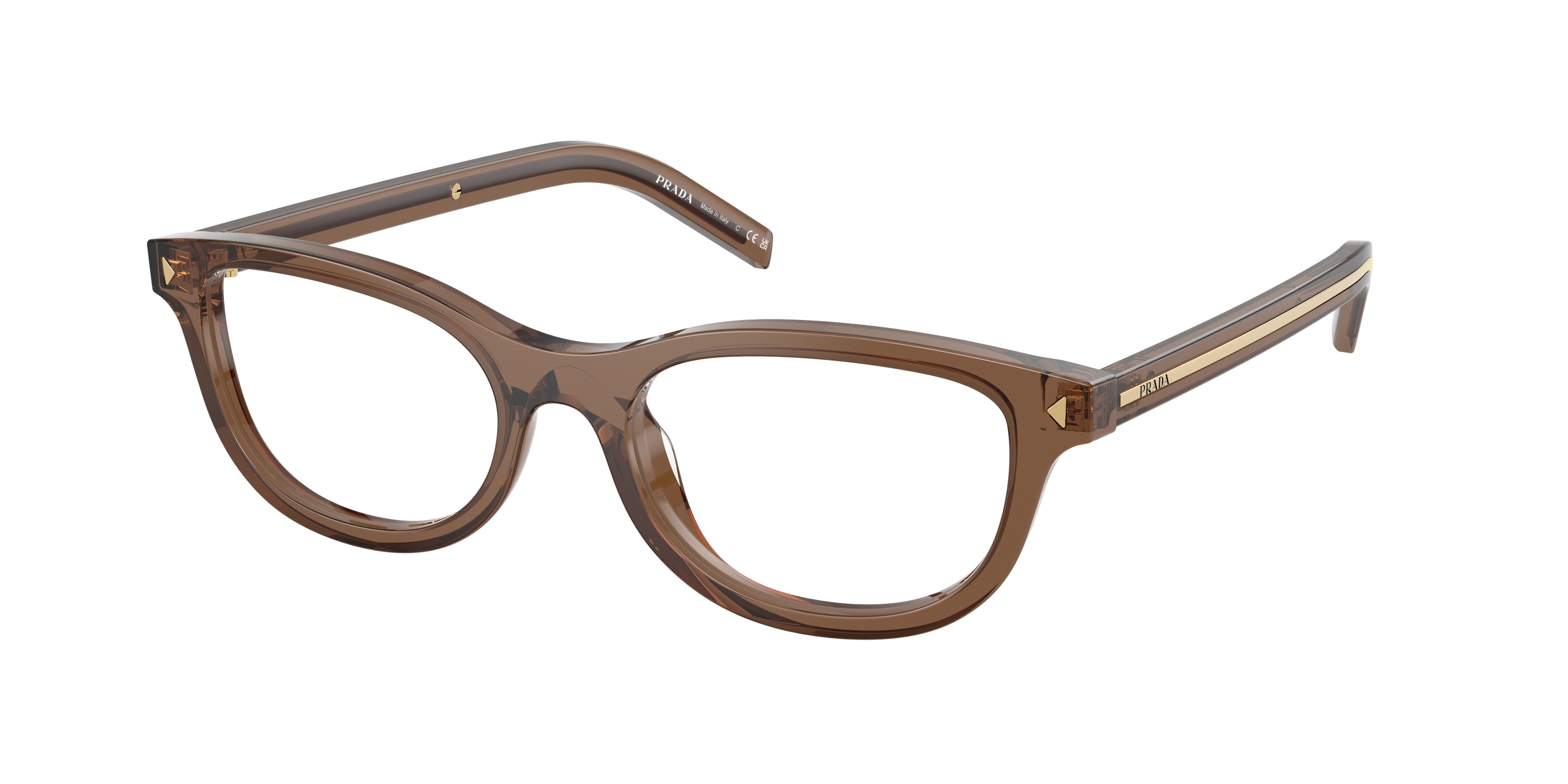 Prada PRD01VU Oval Eyeglasses  28I1O1-Transparent Clay 52-145-18 - Color Map Transparent