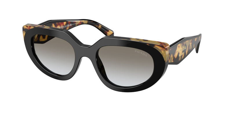 Prada PRD02SF Oval Sunglasses  0CD80L-Black/Medium Tortoise 54-140-18 - Color Map Black