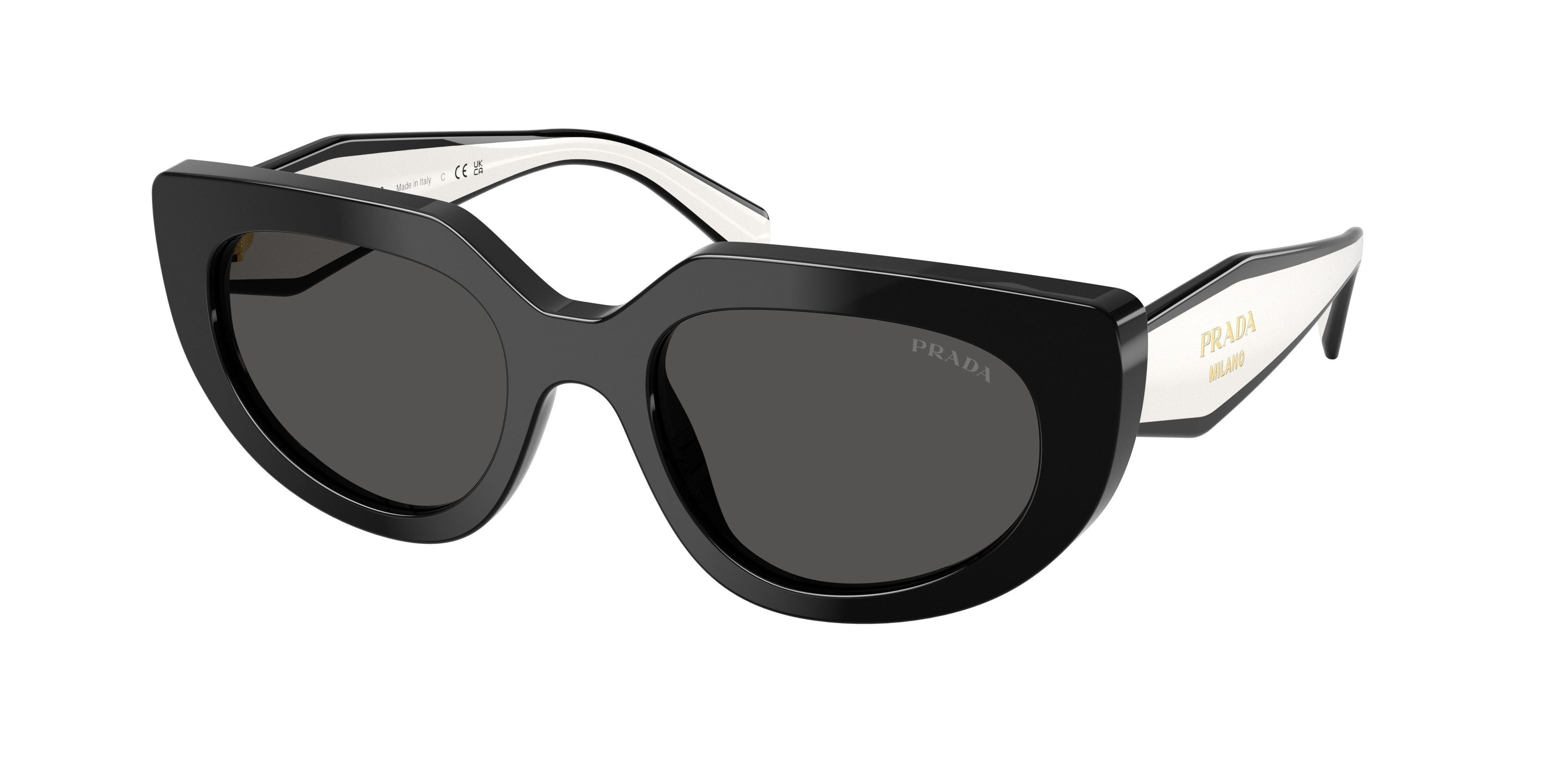 Prada PRD02SF Oval Sunglasses  20G08Z-Black 54-140-18 - Color Map Black