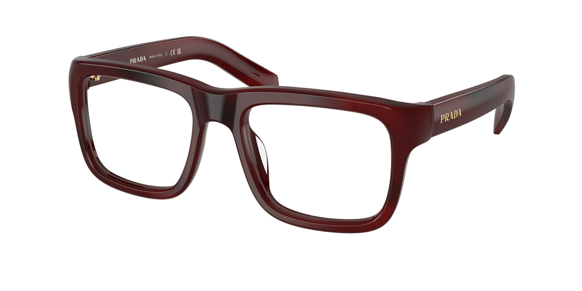 Prada PRD02V Rectangle Eyeglasses  25J1O1-Pomegranate Havana 54-140-19 - Color Map Tortoise