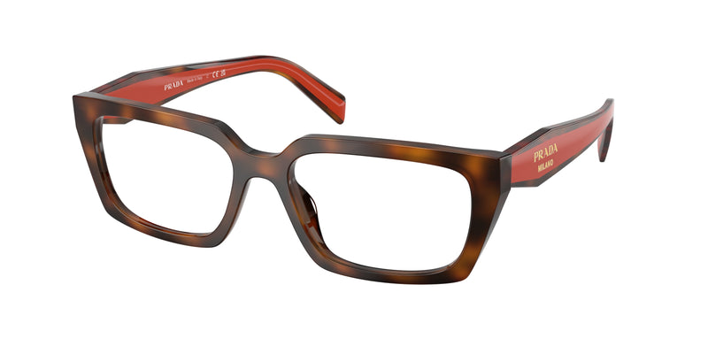 Prada PRD05VF Rectangle Eyeglasses  01K1O1-Juniper Havana 55-140-15 - Color Map Tortoise