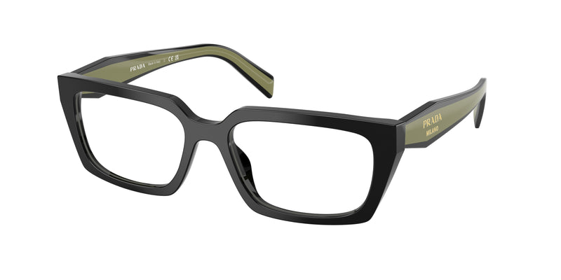 Prada PRD05VF Rectangle Eyeglasses  03K1O1-Black 55-140-15 - Color Map Black
