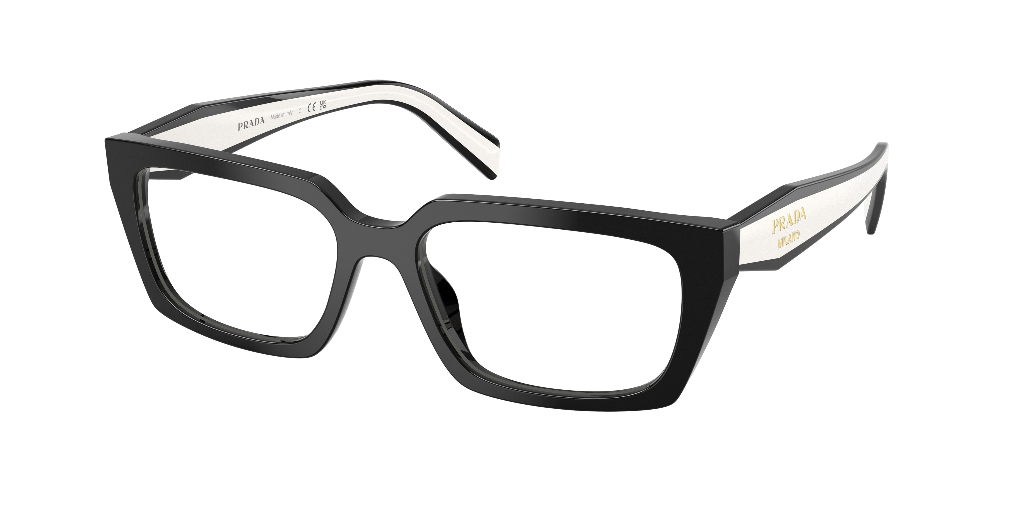 Prada PRD05VF Rectangle Eyeglasses  20G1O1-Black 55-140-15 - Color Map Black