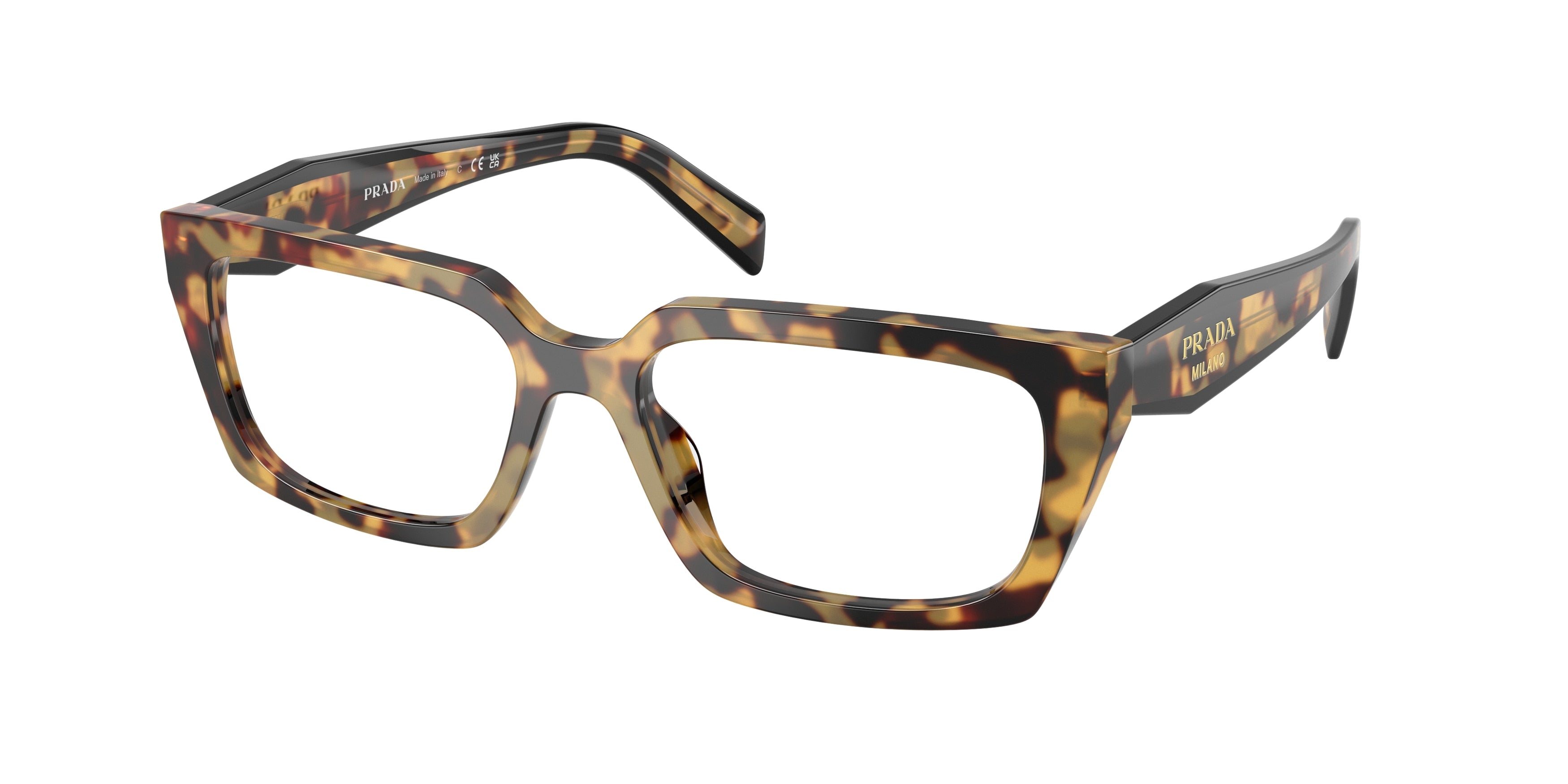 Prada PRD05VF Rectangle Eyeglasses  24L1O1-Medium Havana 55-140-15 - Color Map Tortoise