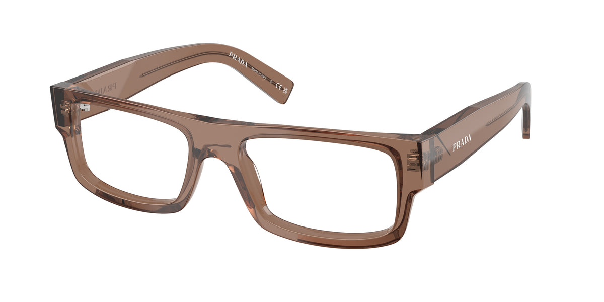 Prada PRD06V Rectangle Eyeglasses  28I1O1-Brown Transparent 55-145-18 - Color Map Brown