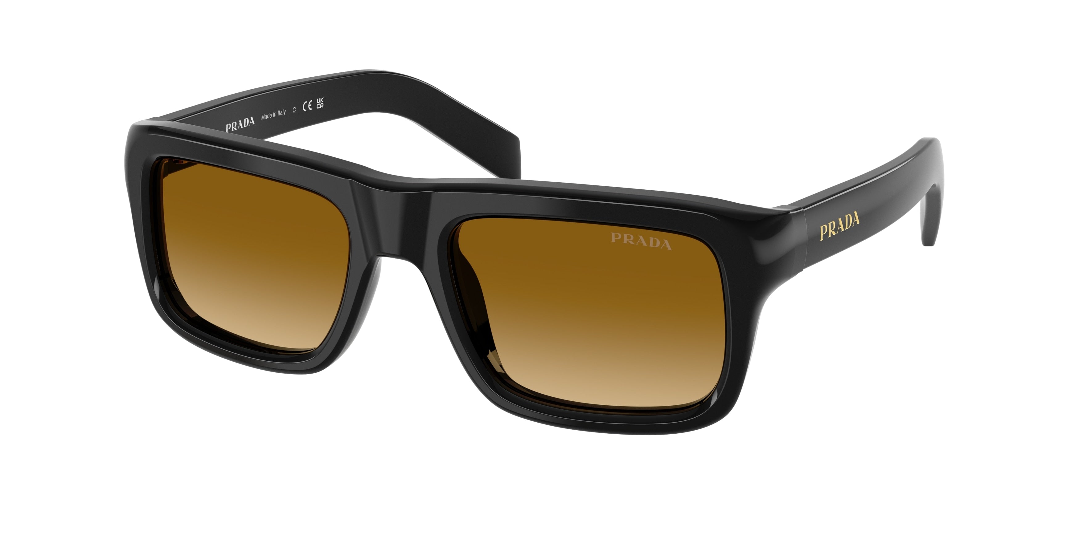 Prada PRD11S Rectangle Sunglasses  16K10X-Black 54-140-20 - Color Map Black