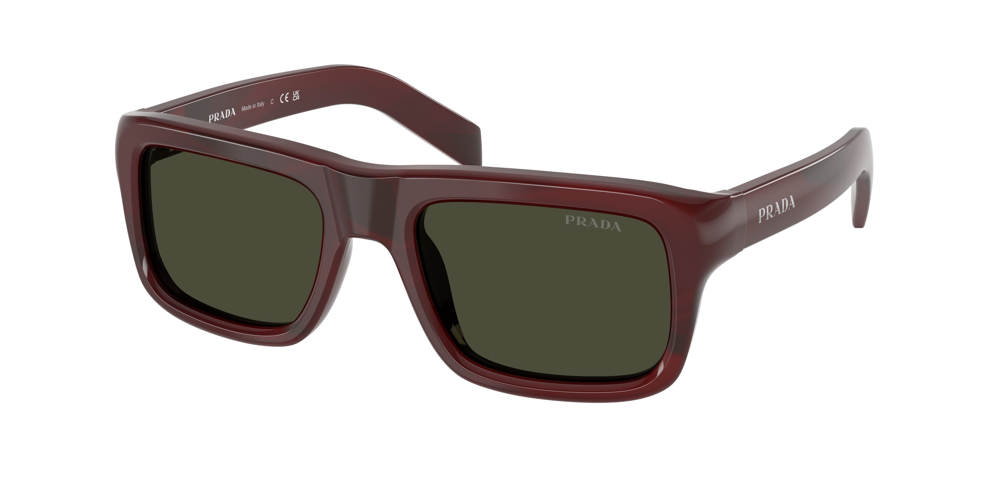 Prada PRD11S Rectangle Sunglasses  25J50X-Pomegranate Tortoise 54-140-20 - Color Map Red