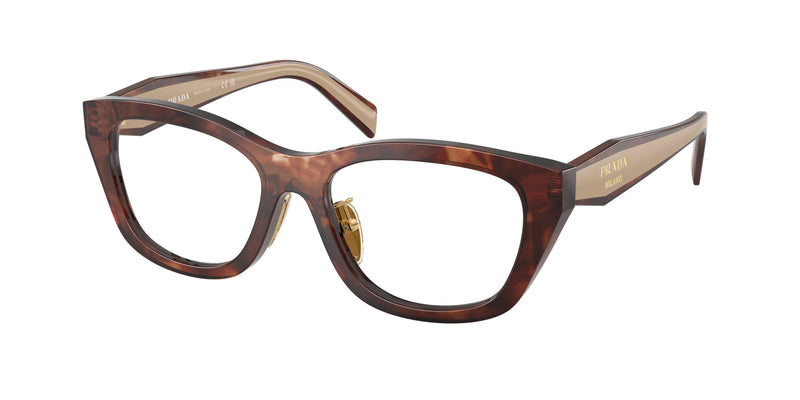 Prada PRD11VD Irregular Eyeglasses  00K1O1-Caramel Havana 53-140-17 - Color Map Brown