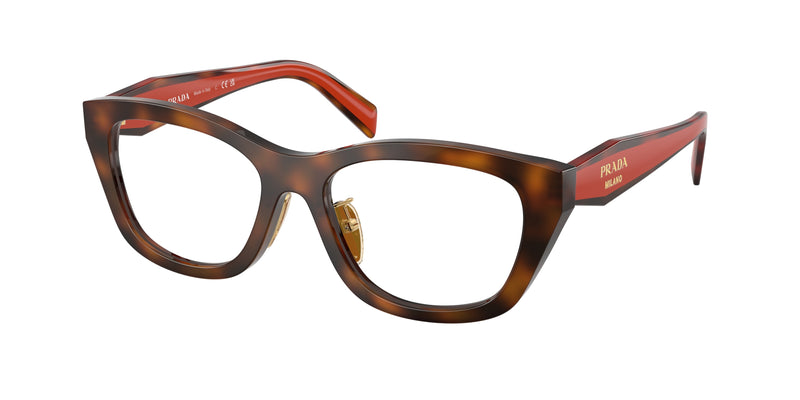 Prada PRD11VD Irregular Eyeglasses  01K1O1-Juniper Havana 53-140-17 - Color Map Tortoise