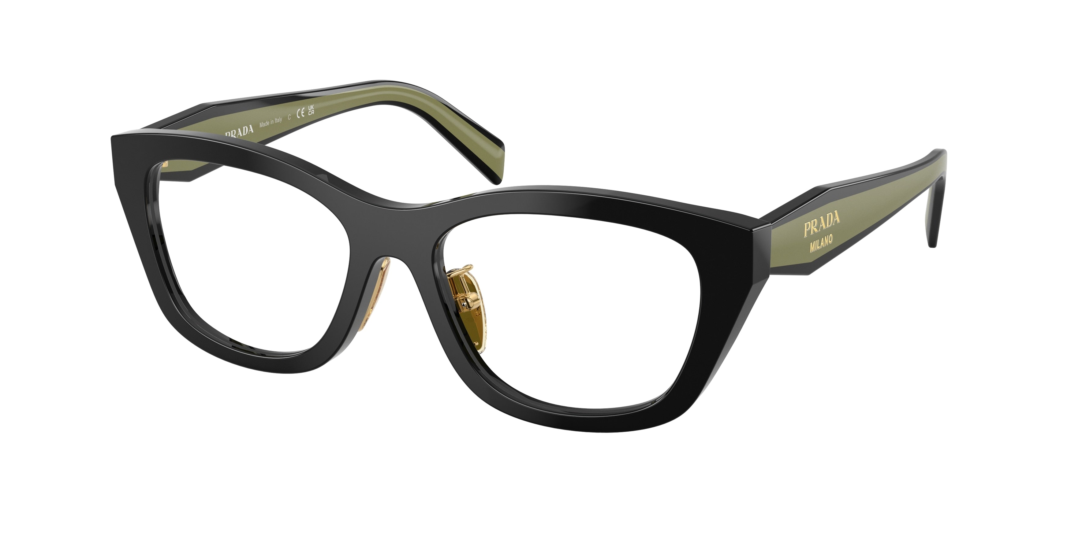 Prada PRD11VD Irregular Eyeglasses  03K1O1-Black 53-140-17 - Color Map Black