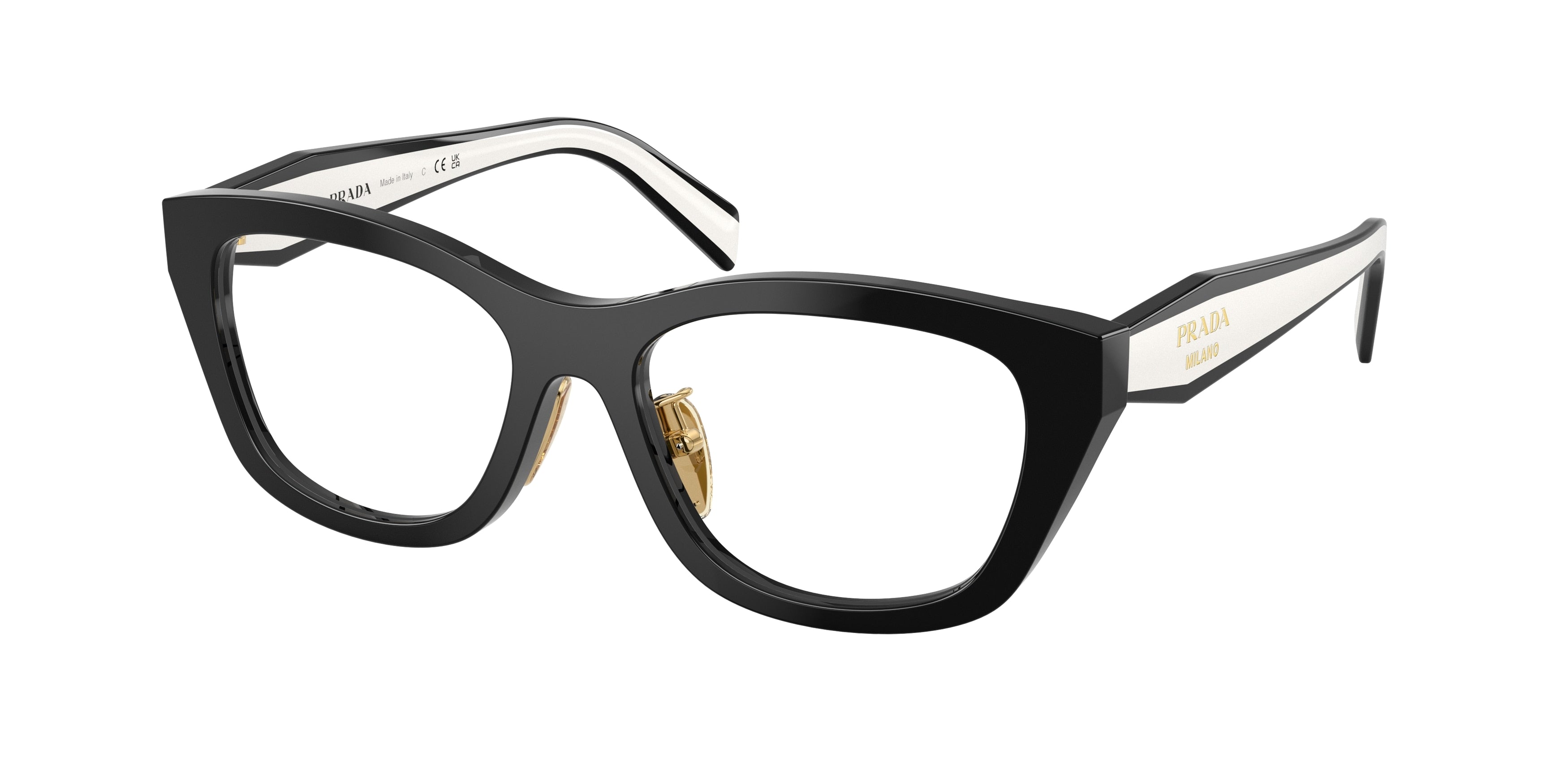 Prada PRD11VD Irregular Eyeglasses  20G1O1-Black 53-140-17 - Color Map Black