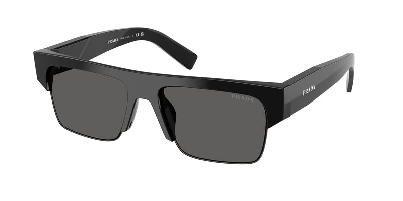 Prada PRD12SU Rectangle Sunglasses  16K20Z-Black 55-145-18 - Color Map Black