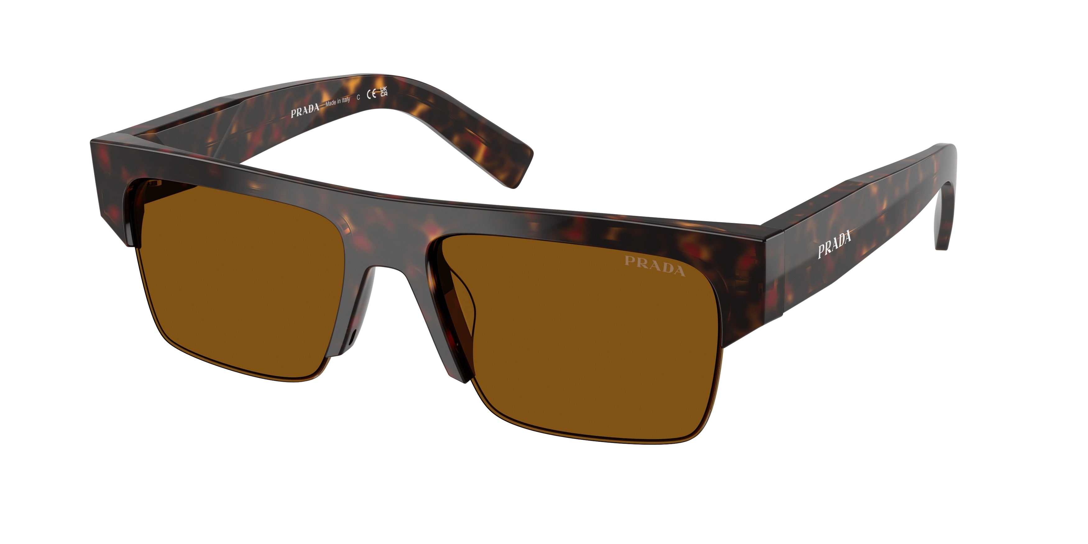 Prada PRD12SU Rectangle Sunglasses  17N20V-Root Tortoise 55-145-18 - Color Map Tortoise