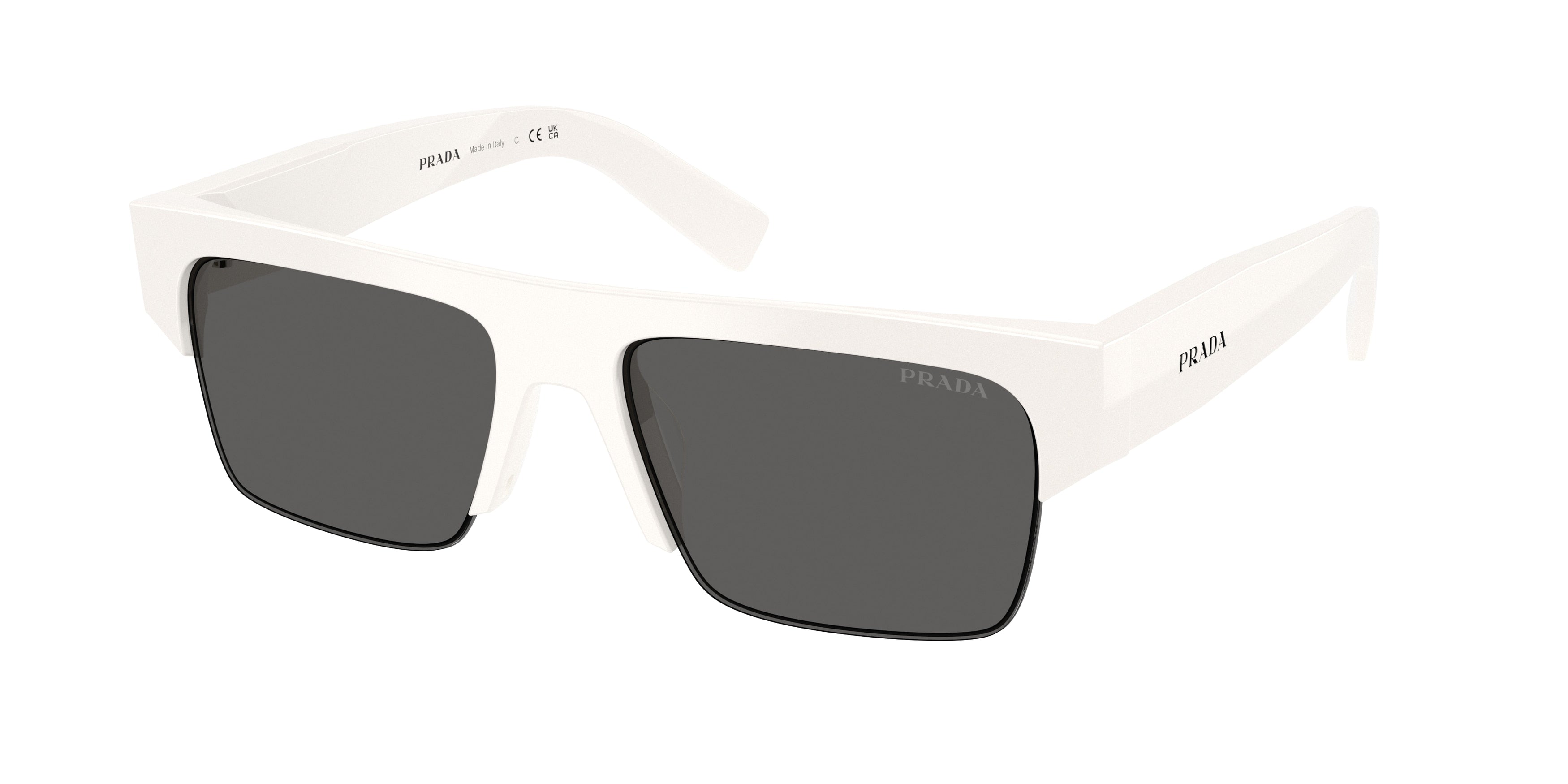 Prada PRD12SU Rectangle Sunglasses  46120Z-White 55-145-18 - Color Map White
