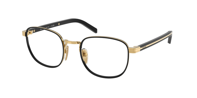 Prada PRD50V Phantos Eyeglasses  5AK1O1-Gold/Black 50-145-21 - Color Map Black