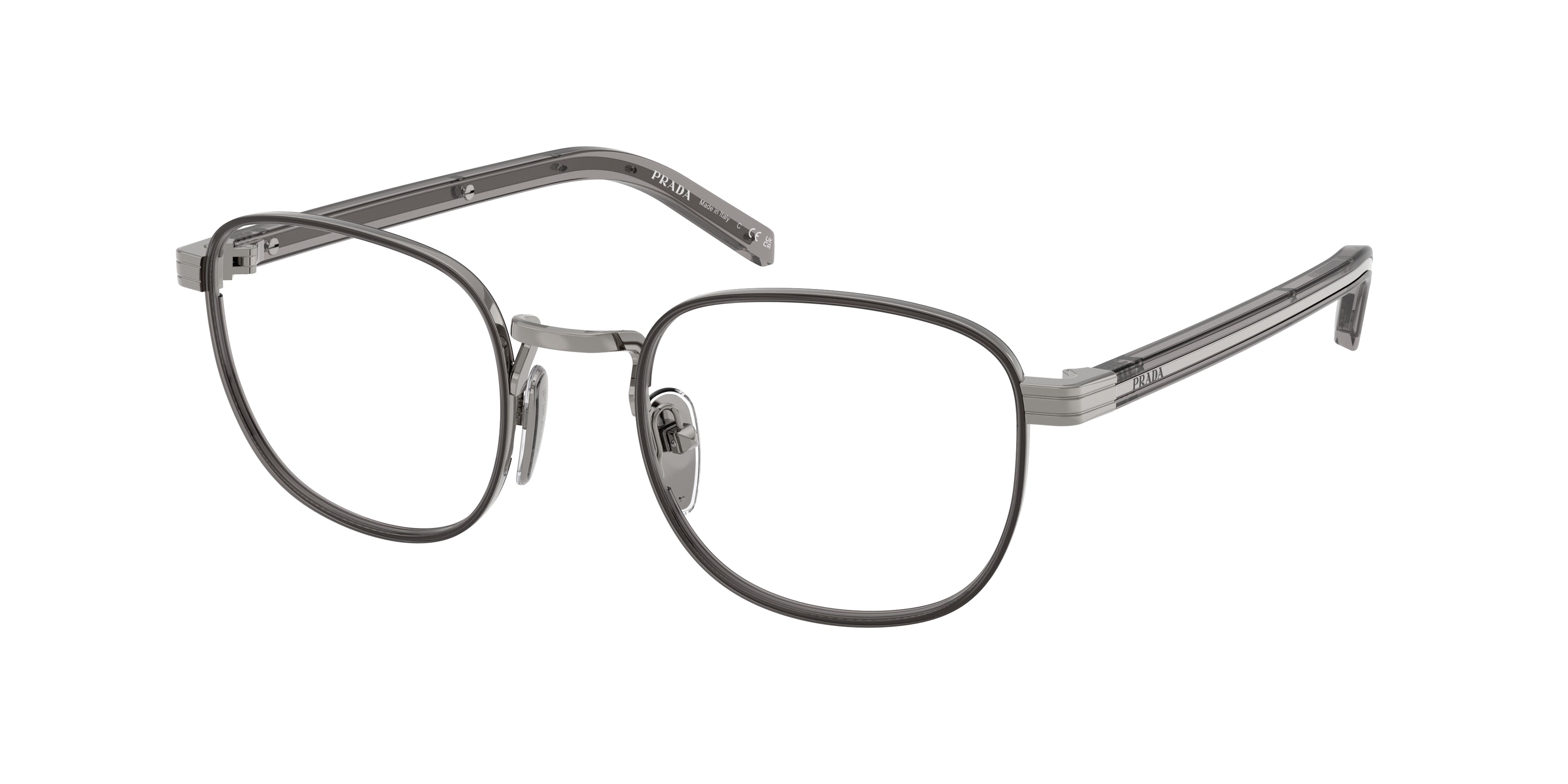 Prada PRD50V Phantos Eyeglasses  5AV1O1-Gunmetal/Transparent 50-145-21 - Color Map Grey