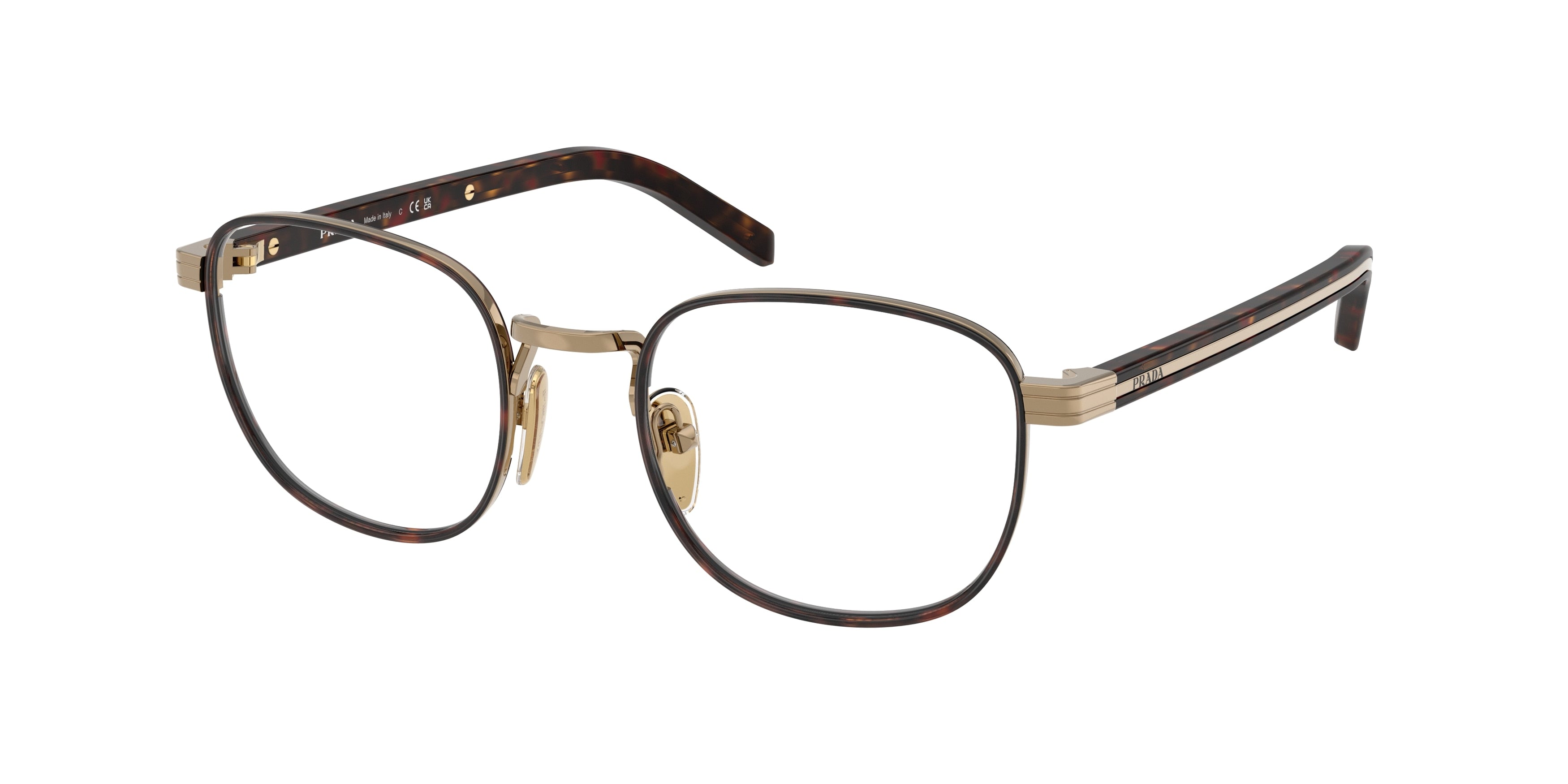 Prada PRD50V Phantos Eyeglasses  7OE1O1-Gold/Havana 50-145-21 - Color Map Gold