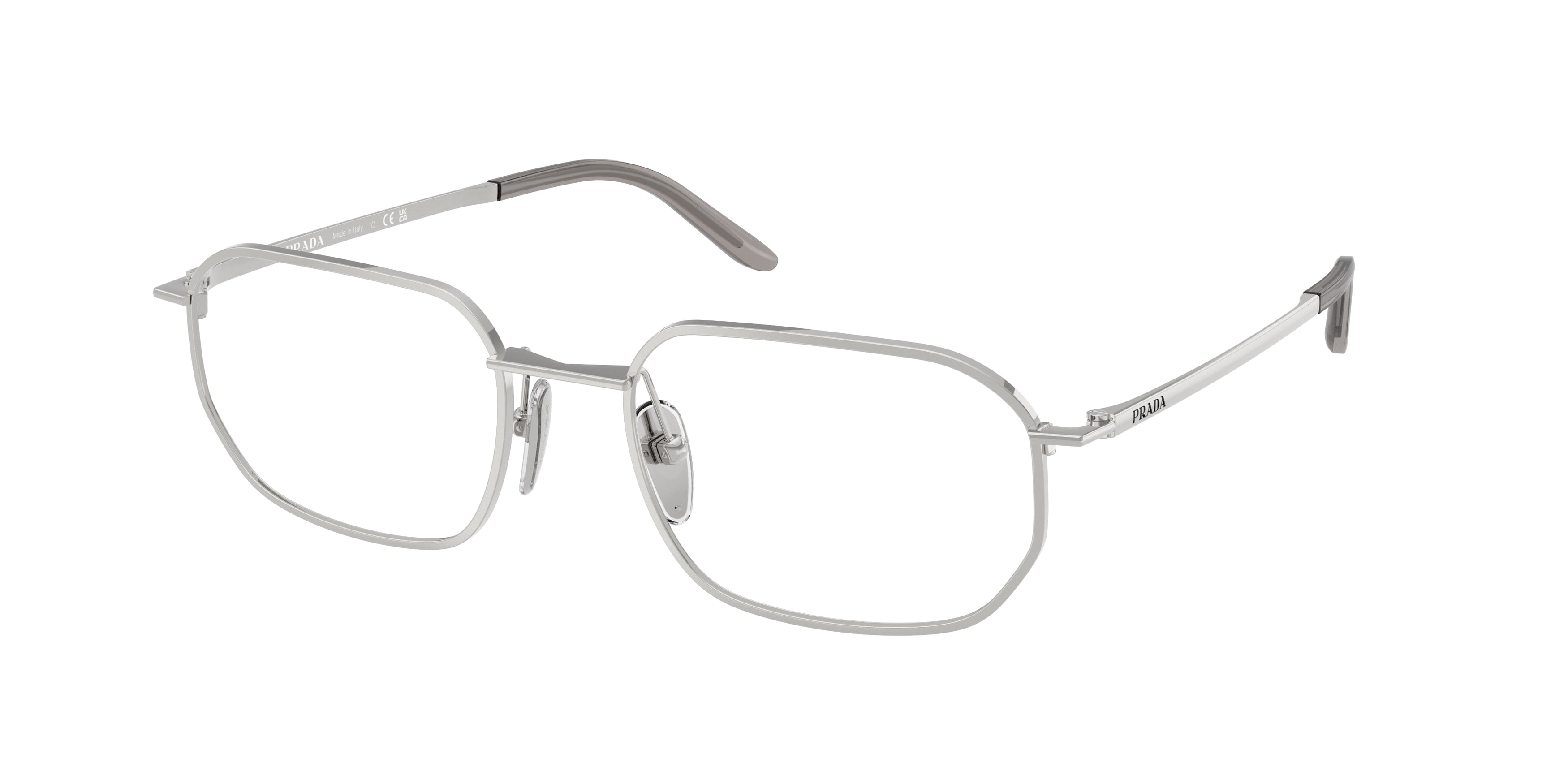 Prada PRD51V Irregular Eyeglasses  1BC1O1-Silver 54-145-19 - Color Map Silver