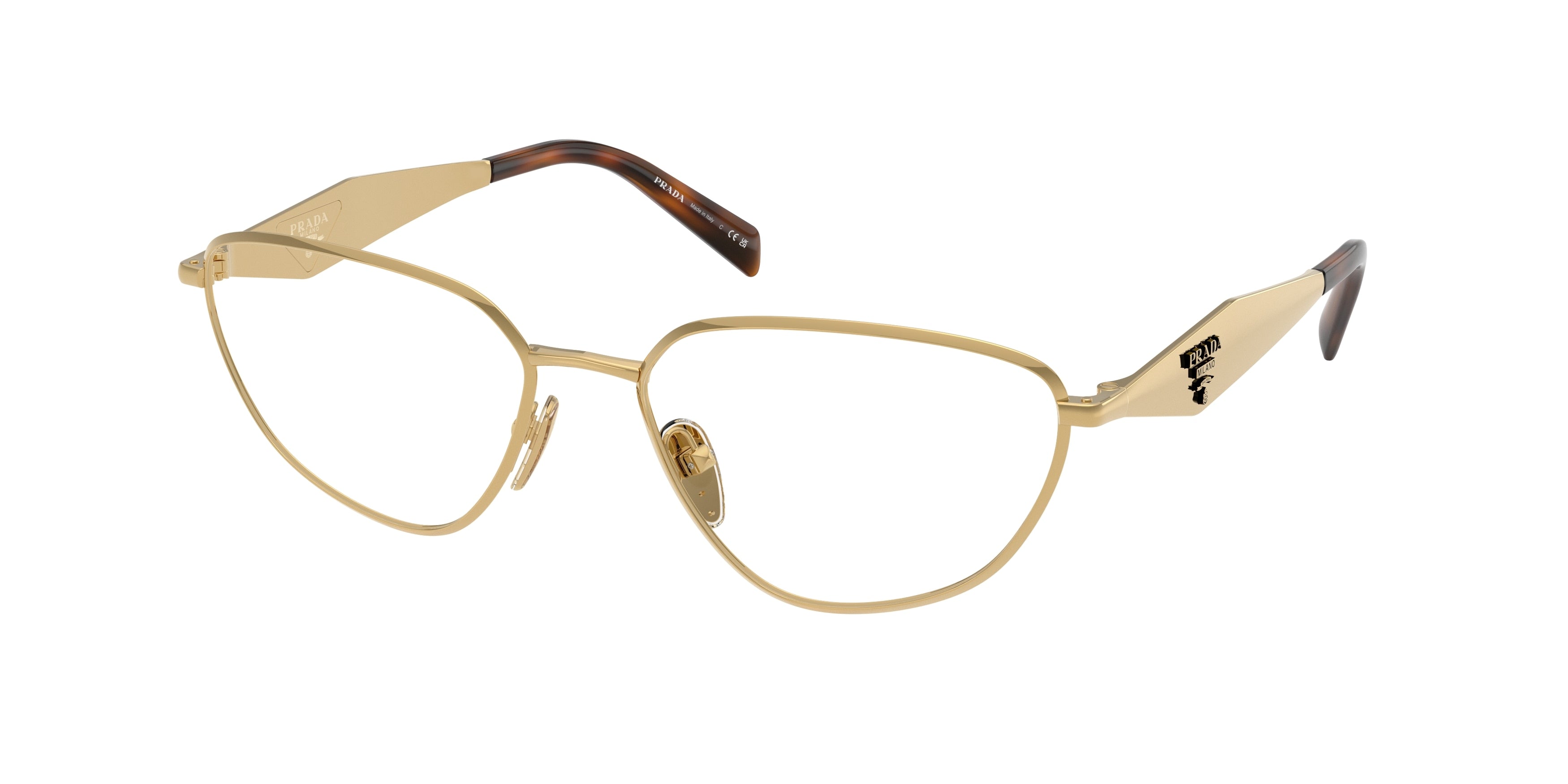 Prada PRD52V Irregular Eyeglasses  5AK1O1-Gold 56-140-17 - Color Map Gold
