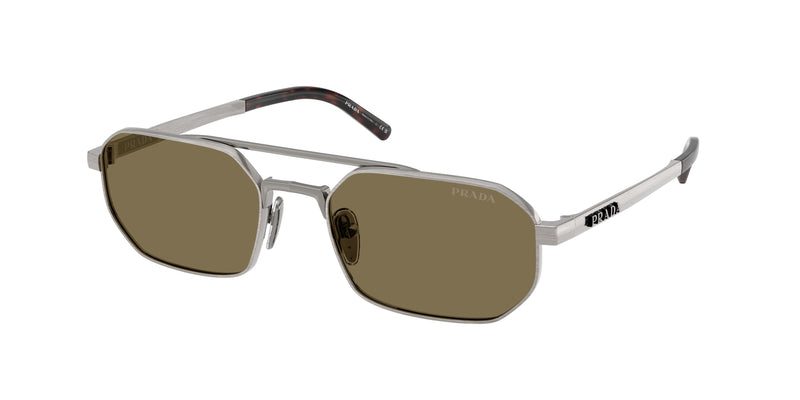 Prada PRD53S Irregular Sunglasses  23J90F-Satin Gunmetal 55-140-19 - Color Map Grey