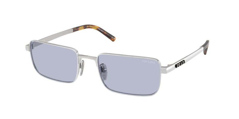 Prada PRD54S Rectangle Sunglasses  04K30X-Satin Silver 55-140-19 - Color Map Silver