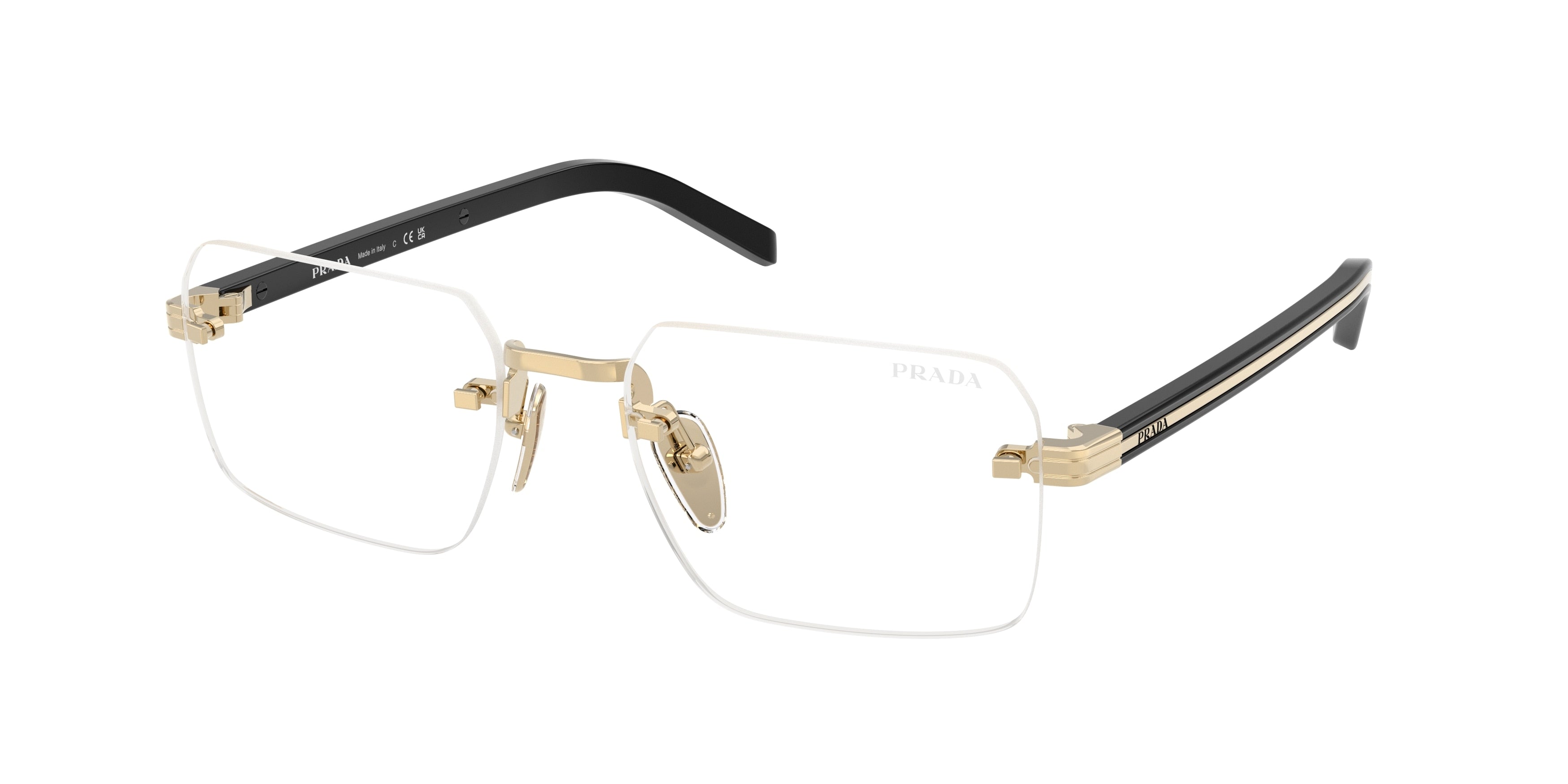 Prada PRD55S Rectangle Sunglasses  ZVN10W-Pale Gold 55-145-19 - Color Map Gold
