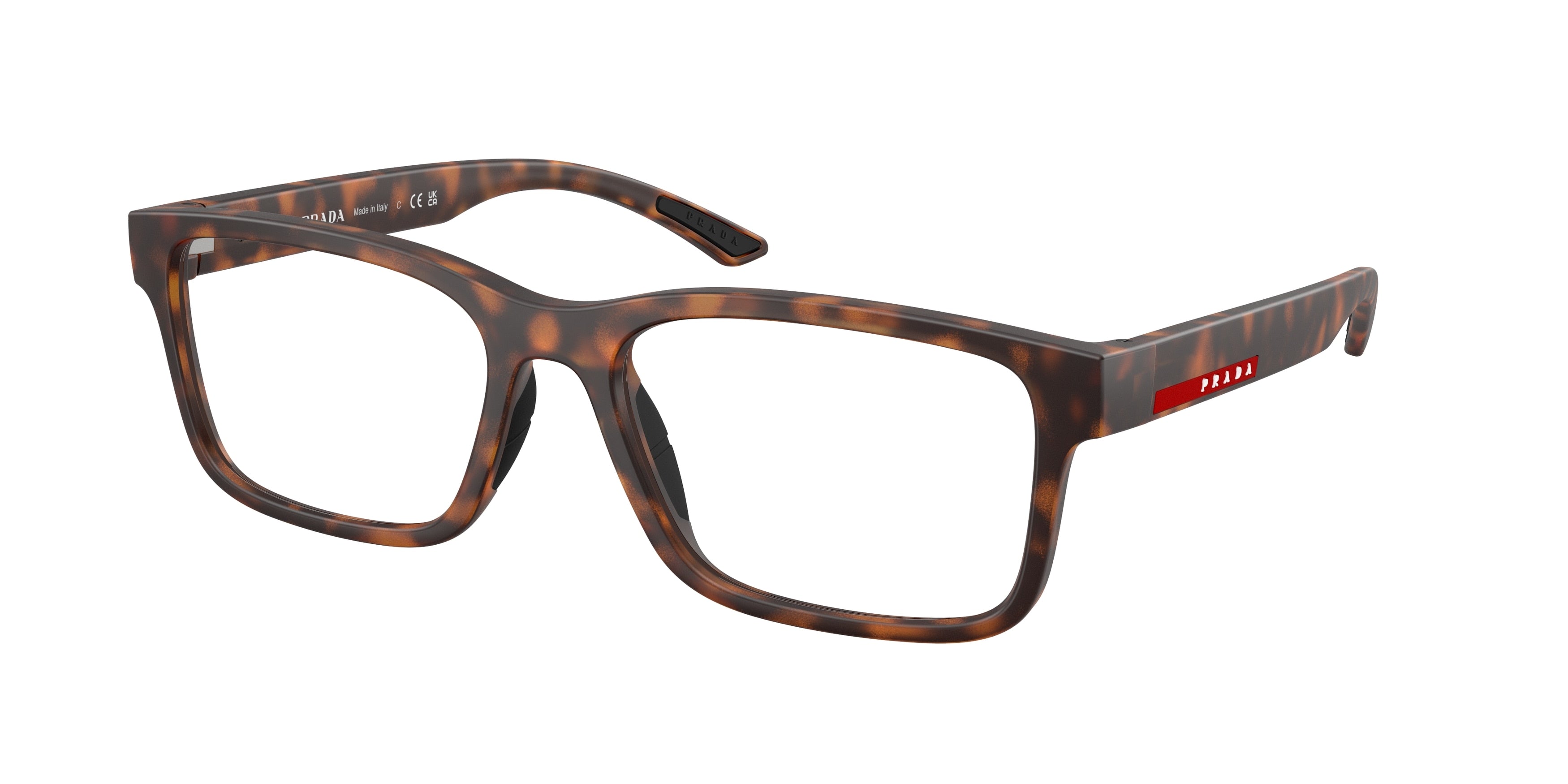 Prada Linea Rossa PS01RV Rectangle Eyeglasses  17X1O1-Dark Tortoise Rubber 56-145-18 - Color Map Tortoise