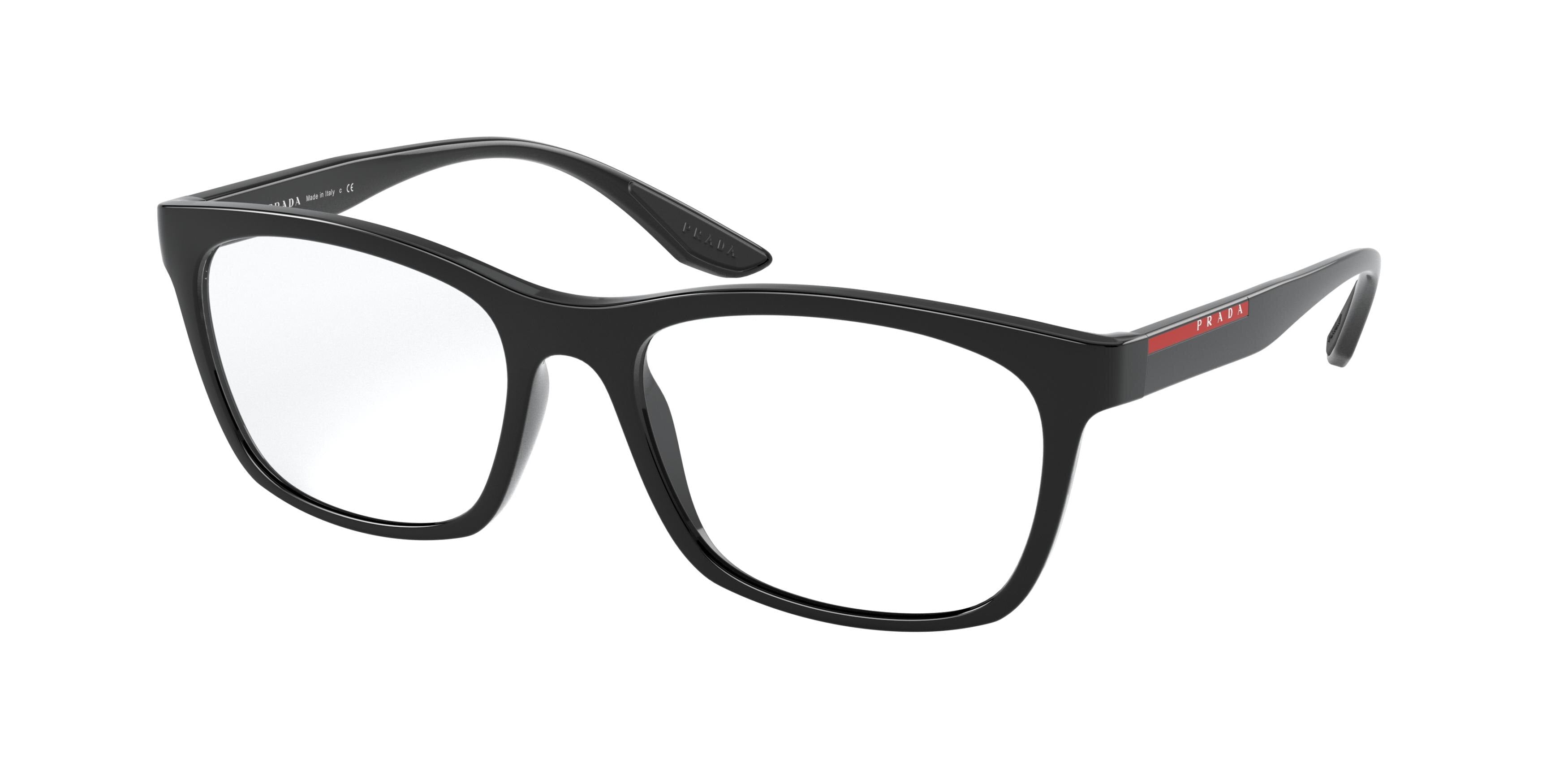 Prada Linea Rossa PS02NV Square Eyeglasses  1AB1O1-Black 55-145-18 - Color Map Black