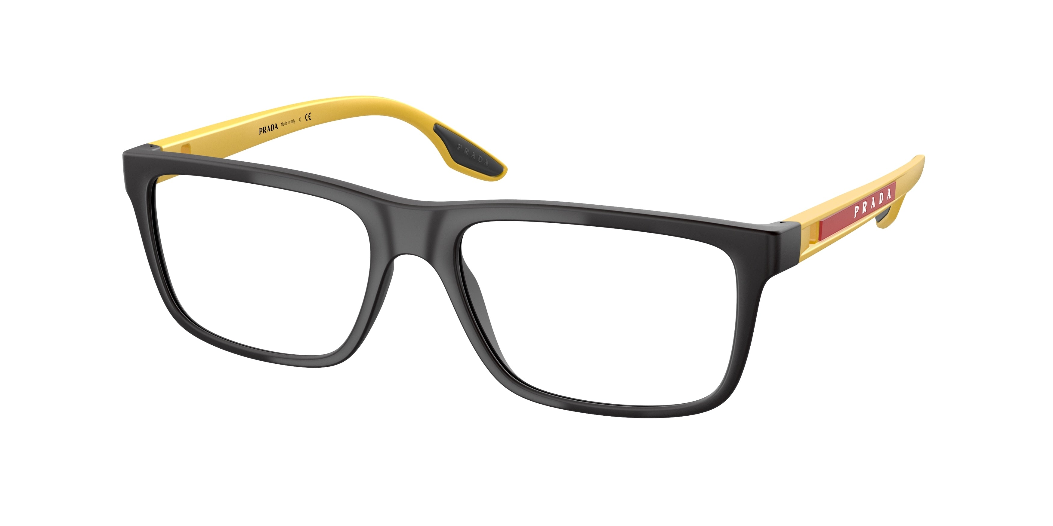 Prada Linea Rossa PS02OV Pillow Eyeglasses  08W1O1-Black Rubber 55-145-17 - Color Map Black