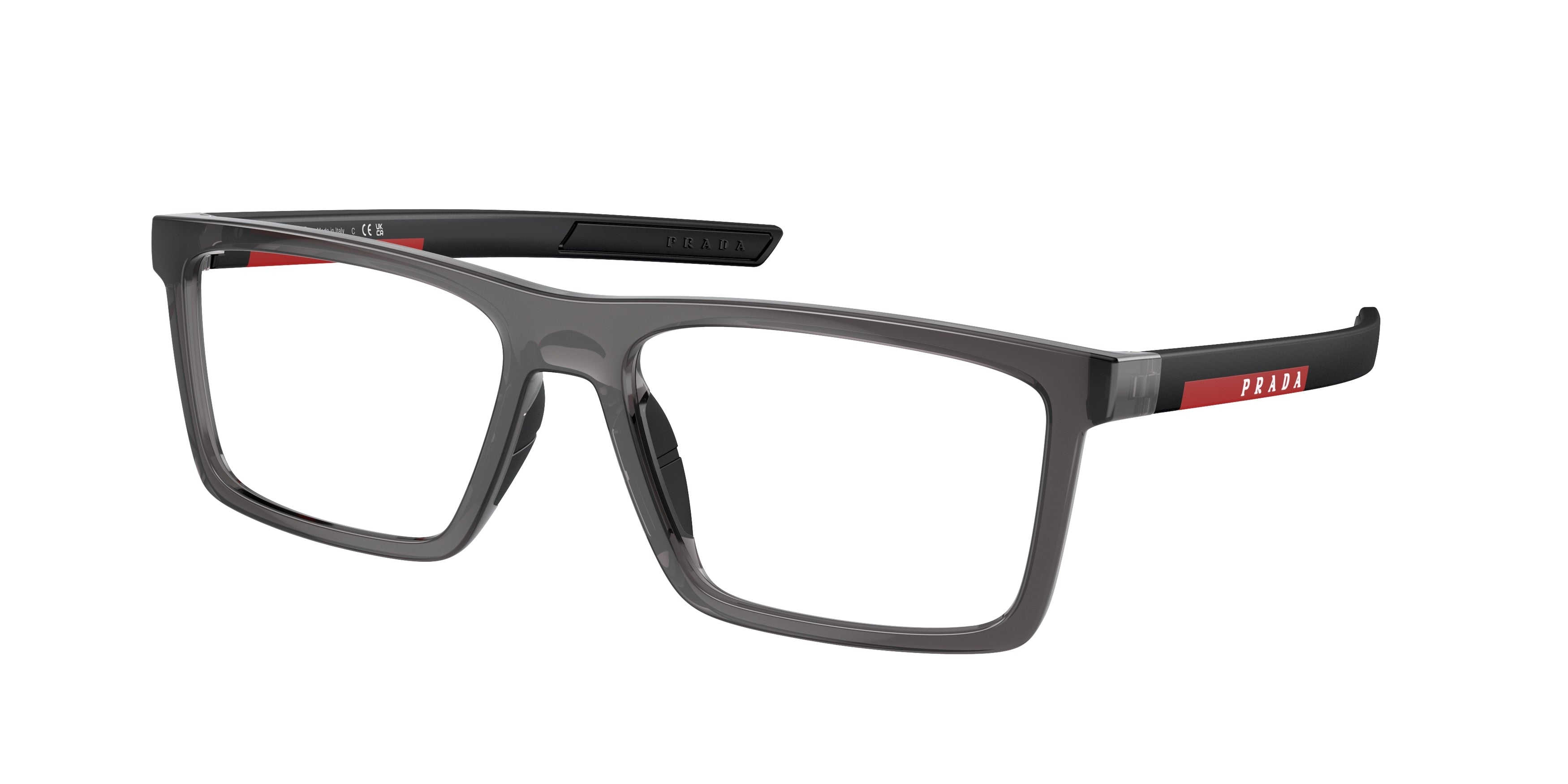 Prada Linea Rossa PS02QV Rectangle Eyeglasses  01D1O1-Transparent Anthracite 56-145-17 - Color Map Grey