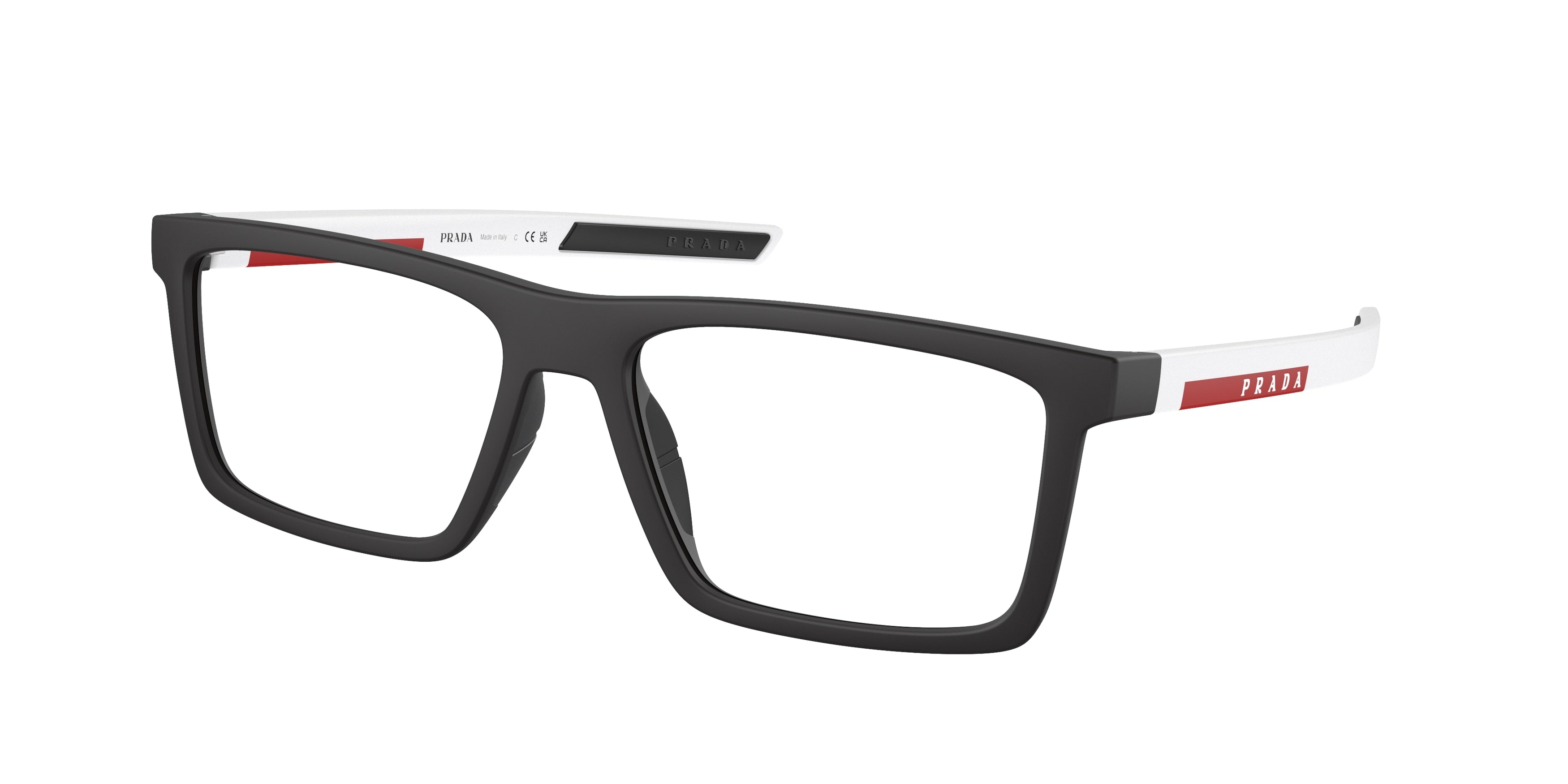 Prada Linea Rossa PS02QV Rectangle Eyeglasses  DG01O1-Black Rubber 56-145-17 - Color Map Black