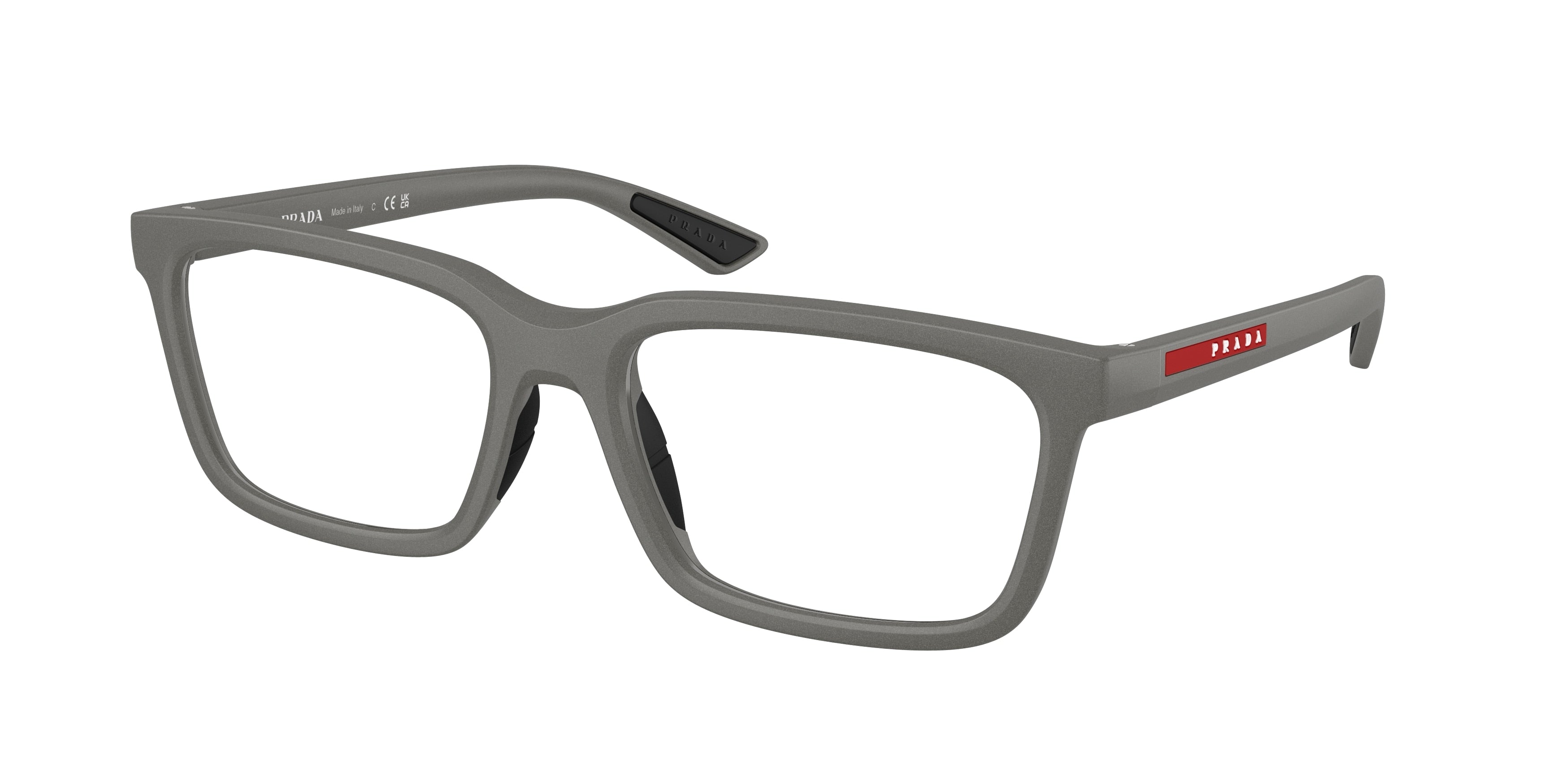 Prada Linea Rossa PS02SVF Rectangle Eyeglasses for Men — Free Shipping - 56-145-18 / 16X1O1-Metal Grey