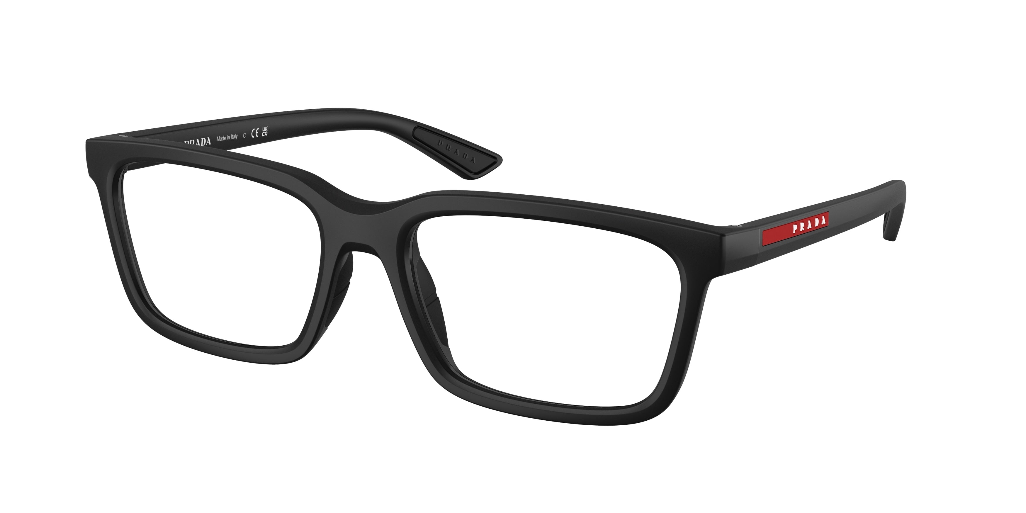 Prada Linea Rossa PS02SVF Rectangle Eyeglasses for Men — Free Shipping - 56-145-18 / 1BO1O1-Matte Black