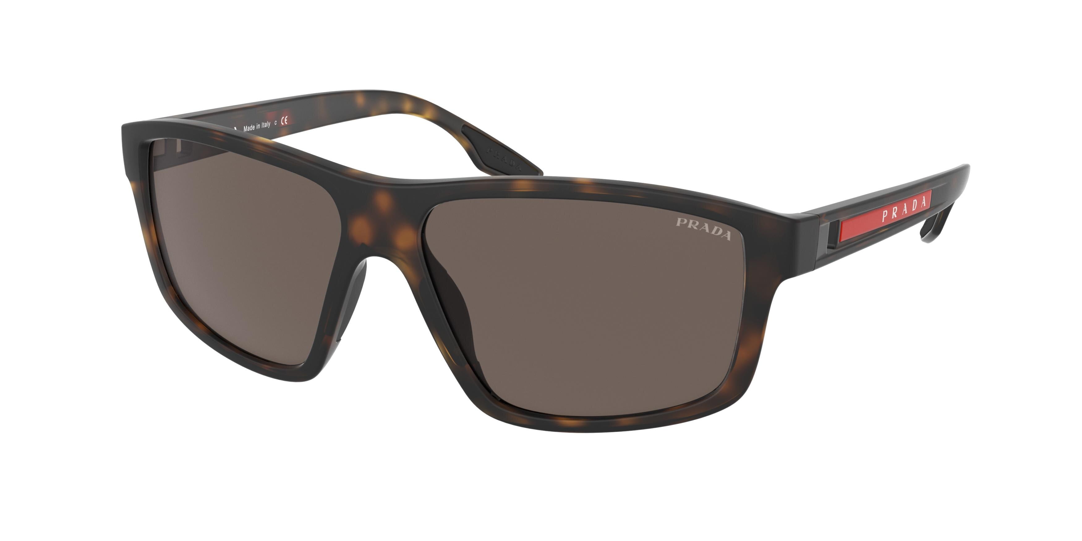 Prada Linea Rossa PS02XS Rectangle Sunglasses  58106H-Havana Rubber 60-145-15 - Color Map Tortoise