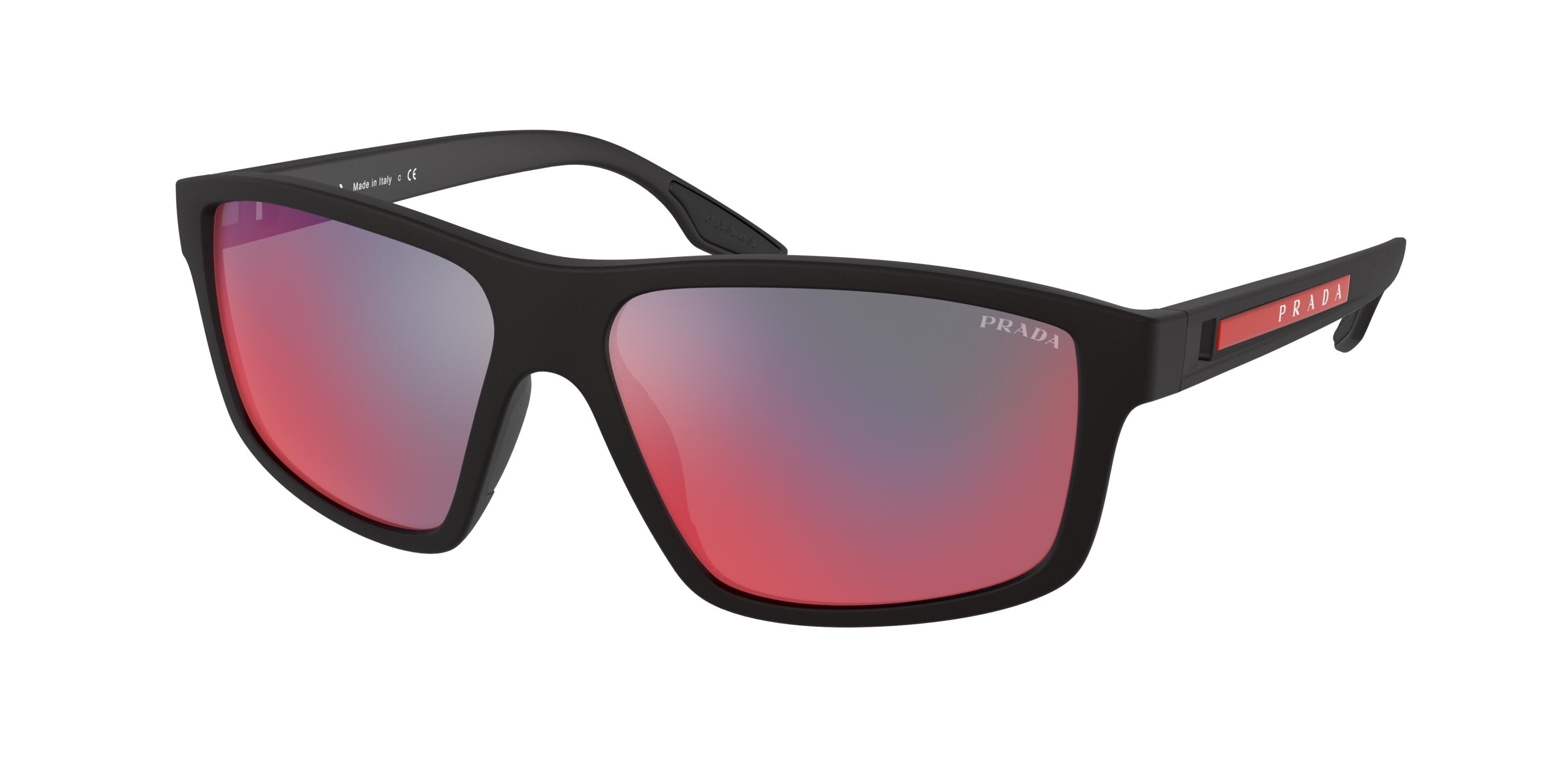 Prada Linea Rossa PS02XS Rectangle Sunglasses  DG008F-Black Rubber 60-145-15 - Color Map Black