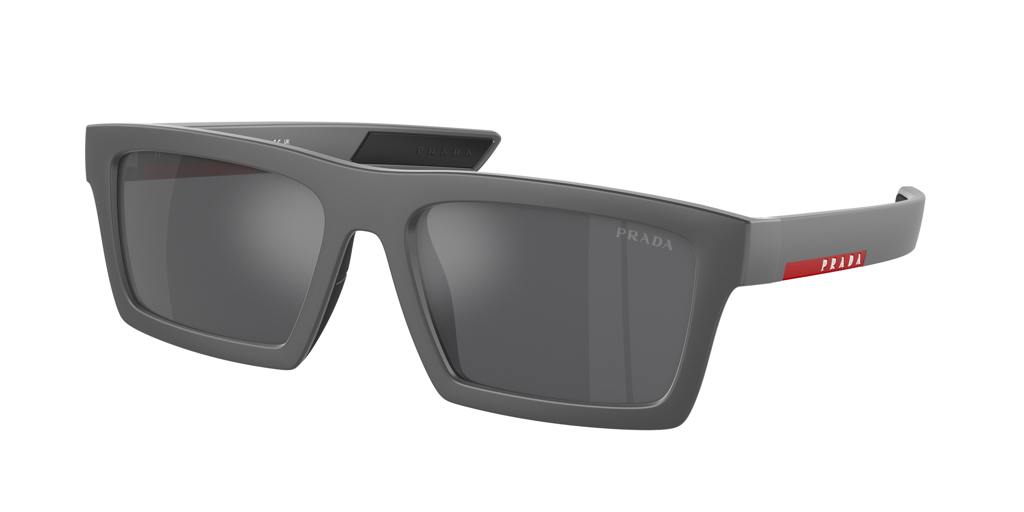 Prada Linea Rossa PS02ZSU Rectangle Sunglasses  18K60A-Metal Grey 55-140-18 - Color Map Grey