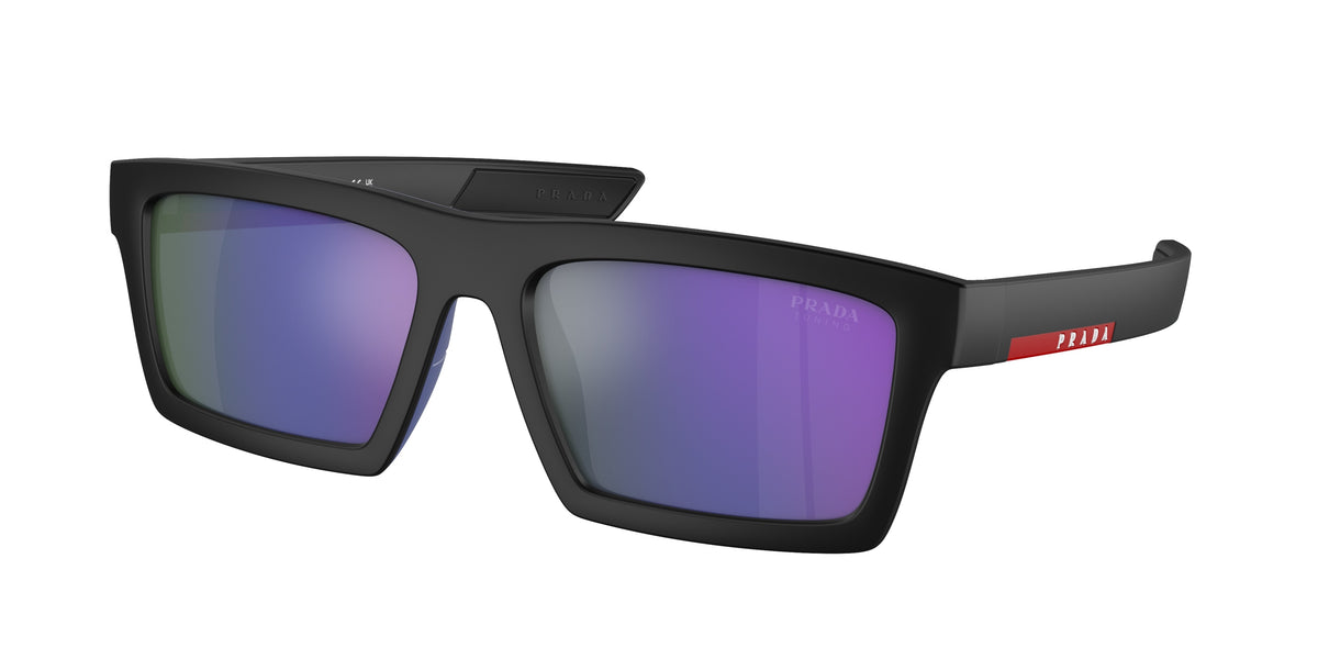 Prada Linea Rossa PS02ZSU Rectangle Sunglasses  1BO05U-Matte Black 55-140-18 - Color Map Black