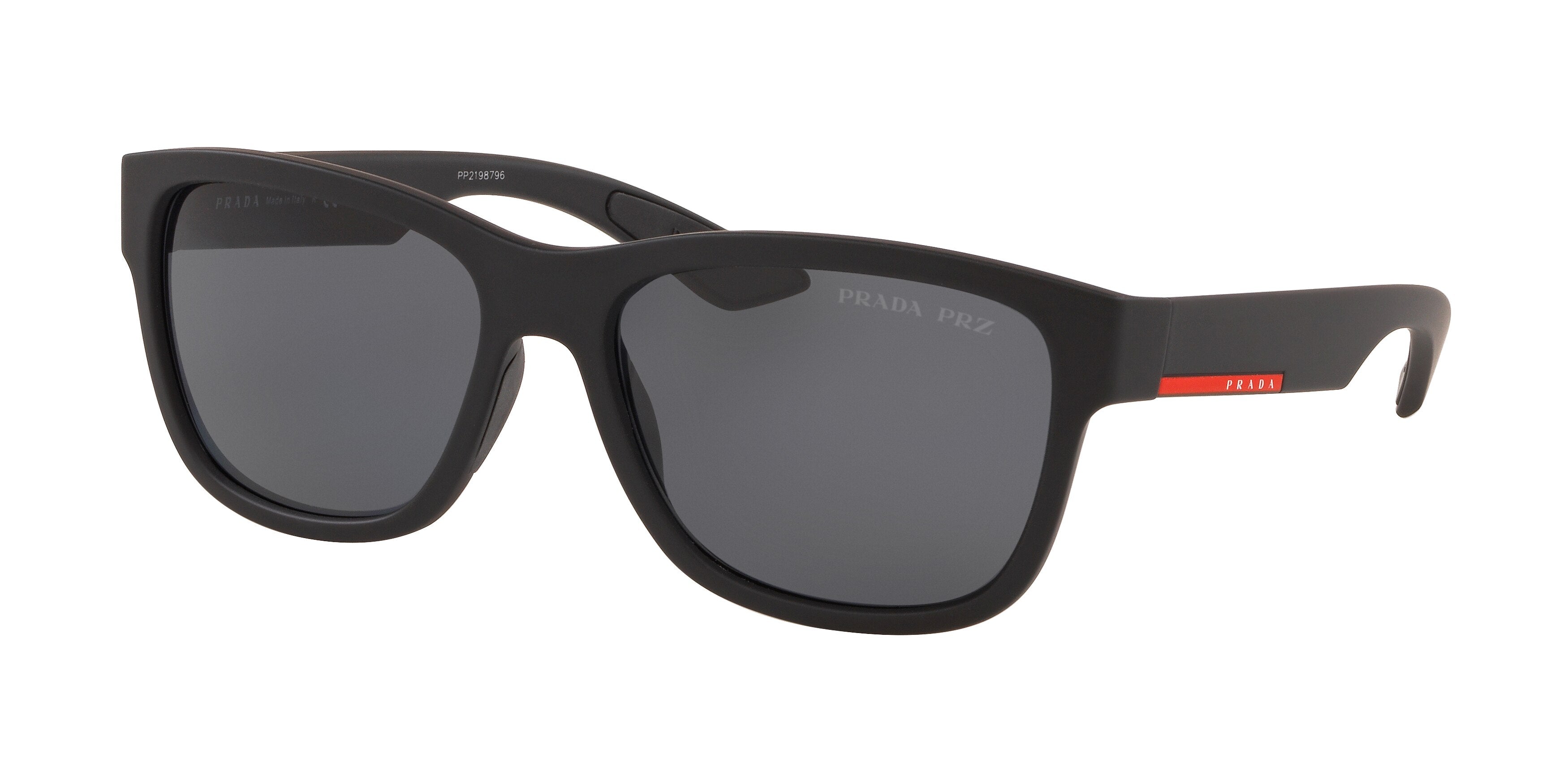 Prada Linea Rossa LIFESTYLE PS03QS Rectangle Sunglasses  DG05Z1-Black Rubber 57-145-17 - Color Map Black