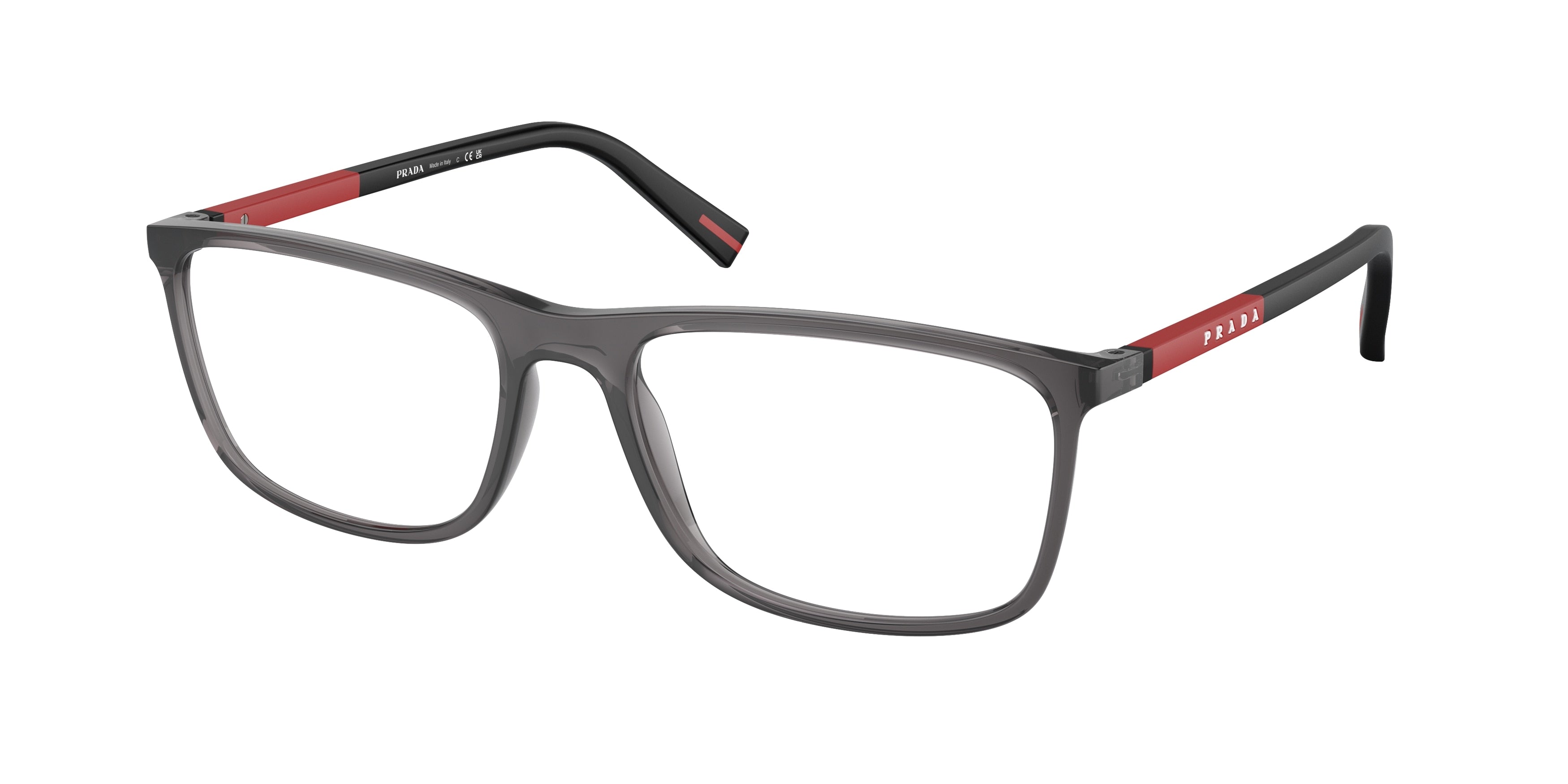 Prada Linea Rossa PS03QV Rectangle Eyeglasses  01D1O1-Transparent Anthracite 57-145-18 - Color Map Grey