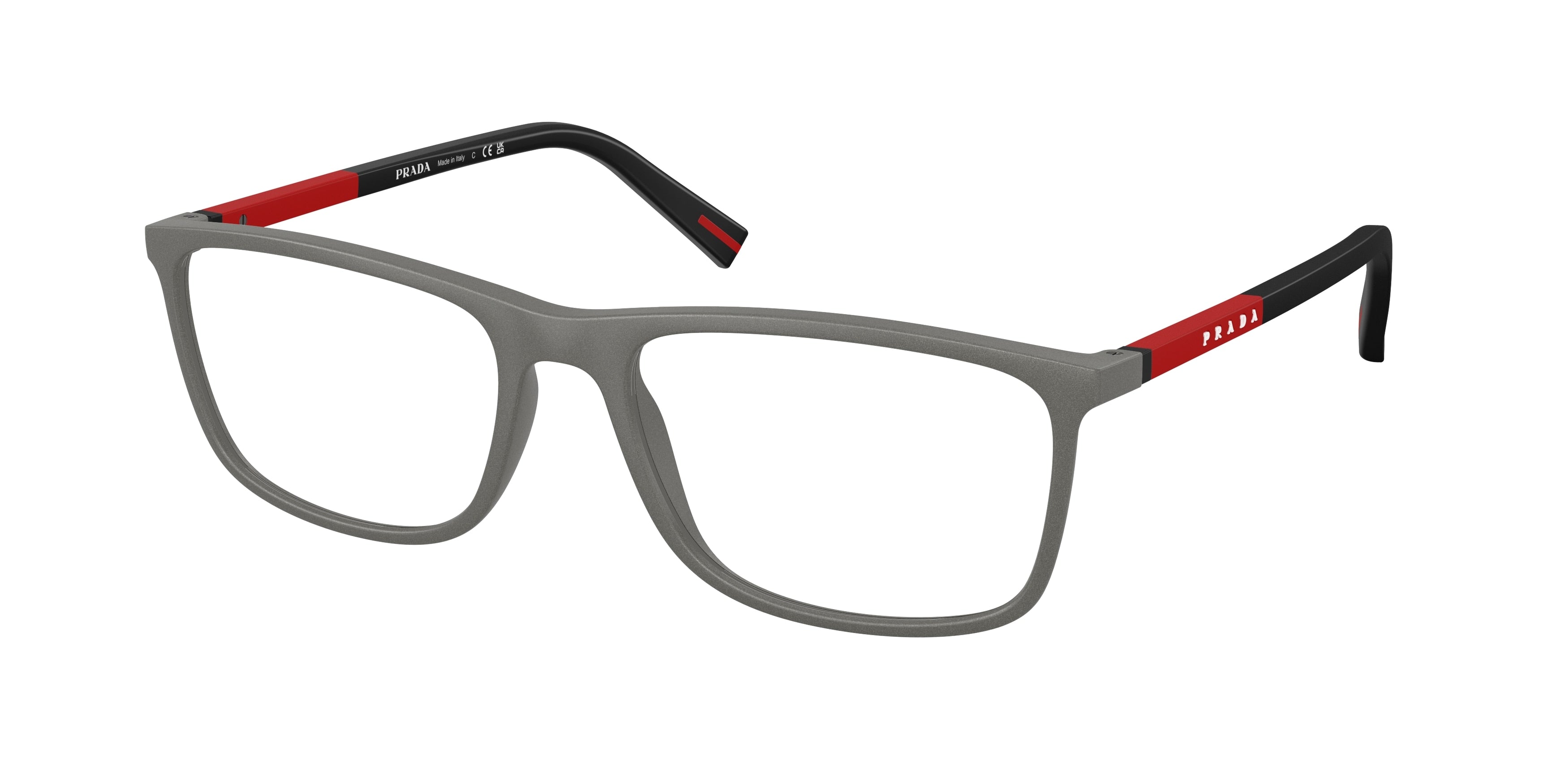 Prada Linea Rossa PS03QV Rectangle Eyeglasses for Men — Free Shipping - 57-145-18 / 16X1O1-Grey Silver