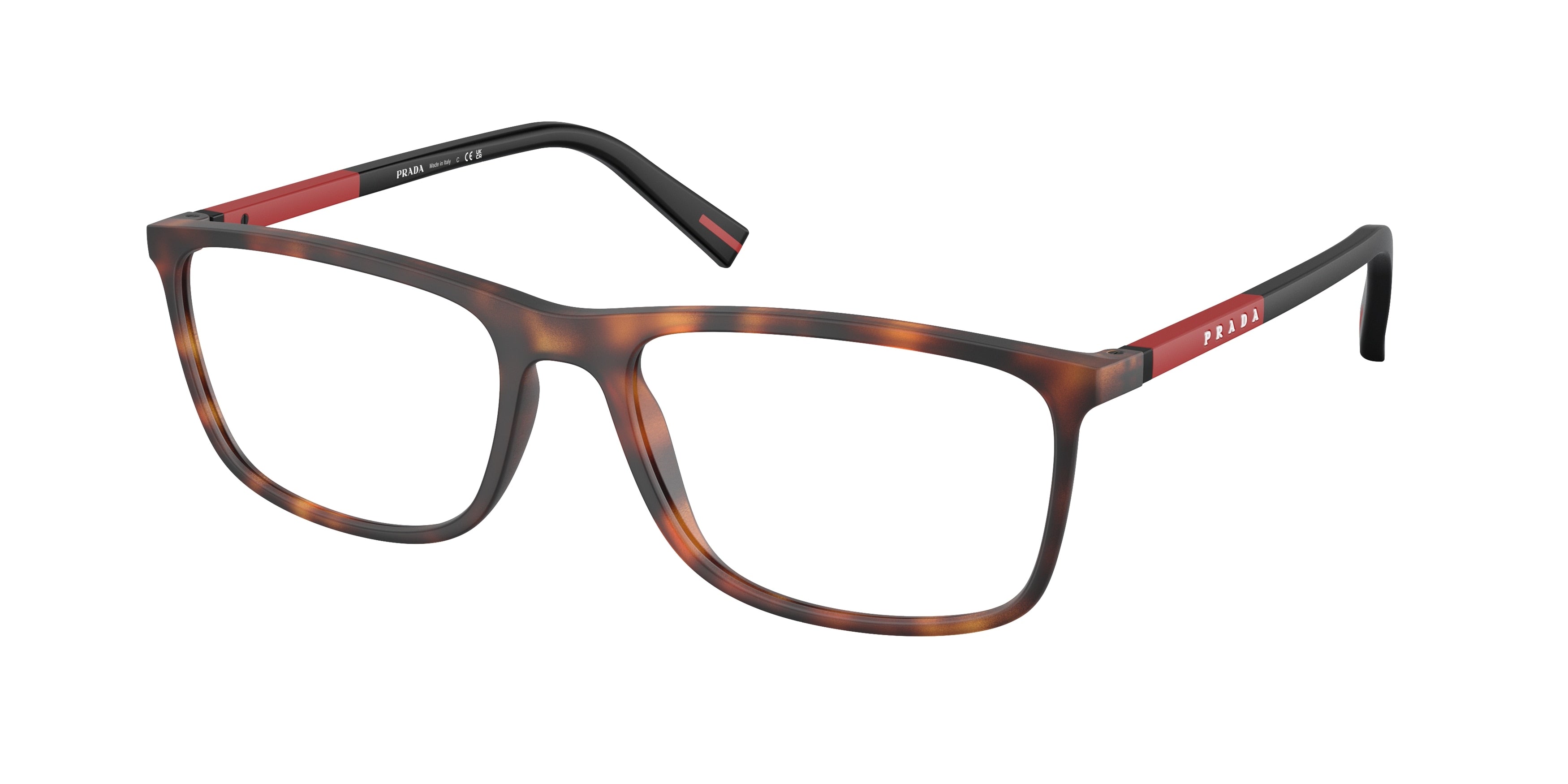 Prada Linea Rossa PS03QV Rectangle Eyeglasses  17X1O1-Dark Havana Rubbered 57-145-18 - Color Map Tortoise