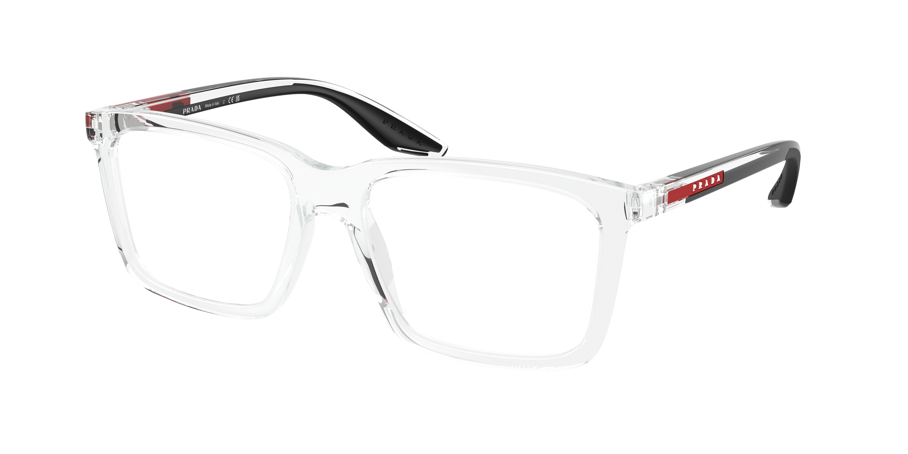 Prada Linea Rossa PS03SV Rectangle Eyeglasses for Men — Free Shipping - 53-145-17 / 2AZ1O1-Crystal