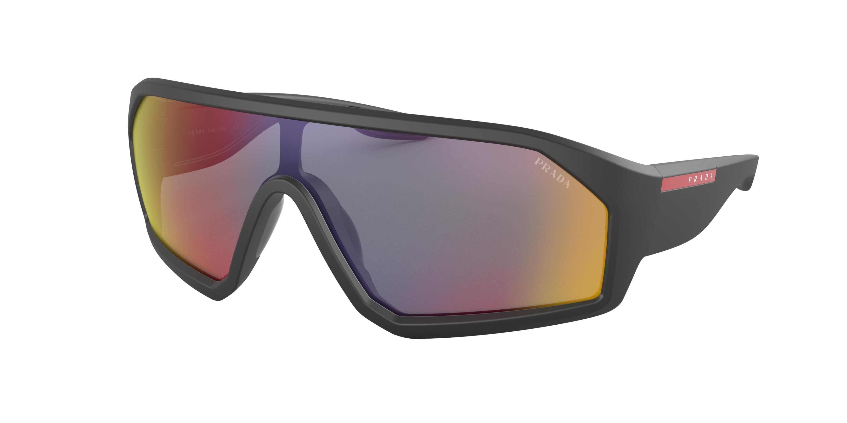 Prada Linea Rossa PS03VS Pillow Sunglasses  1BO9Q1-Black Demi-Shiny 36-135-136 - Color Map Black