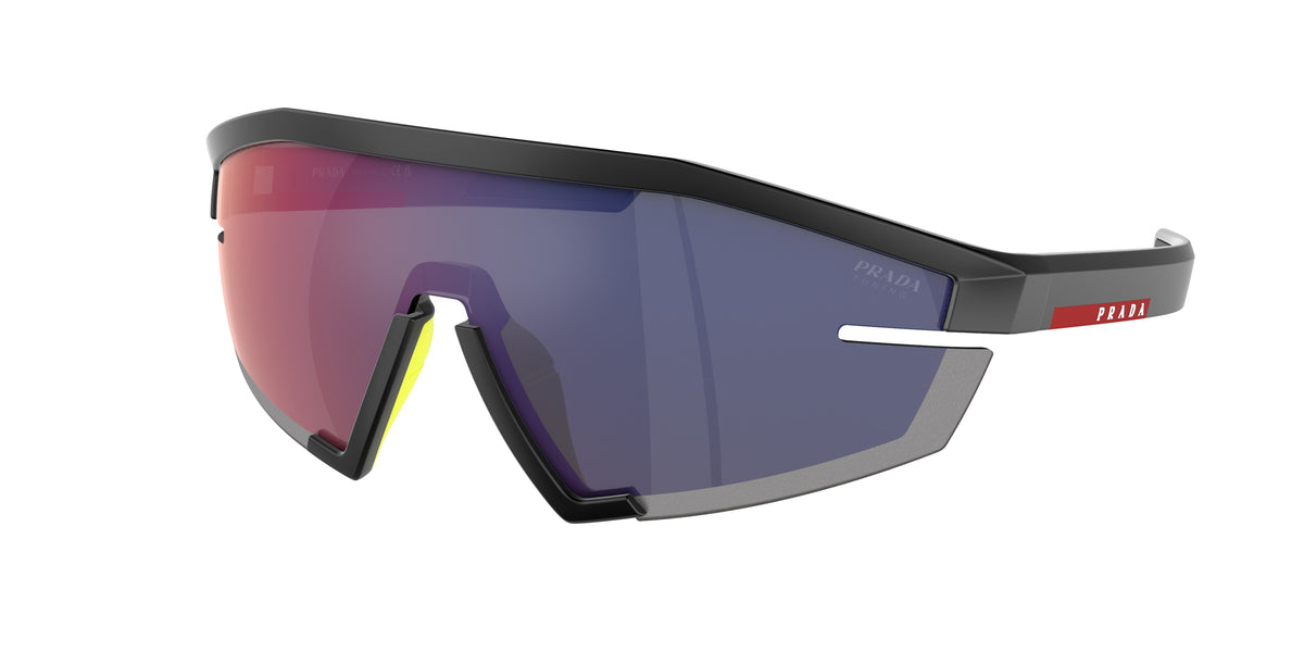 Prada Linea Rossa PS03ZS Irregular Sunglasses  1BO10A-Matte Black 44-125-144 - Color Map Black