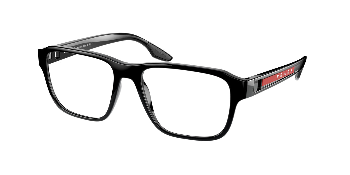Prada Linea Rossa PS04NV Rectangle Eyeglasses  1AB1O1-Black 54-145-17 - Color Map Black