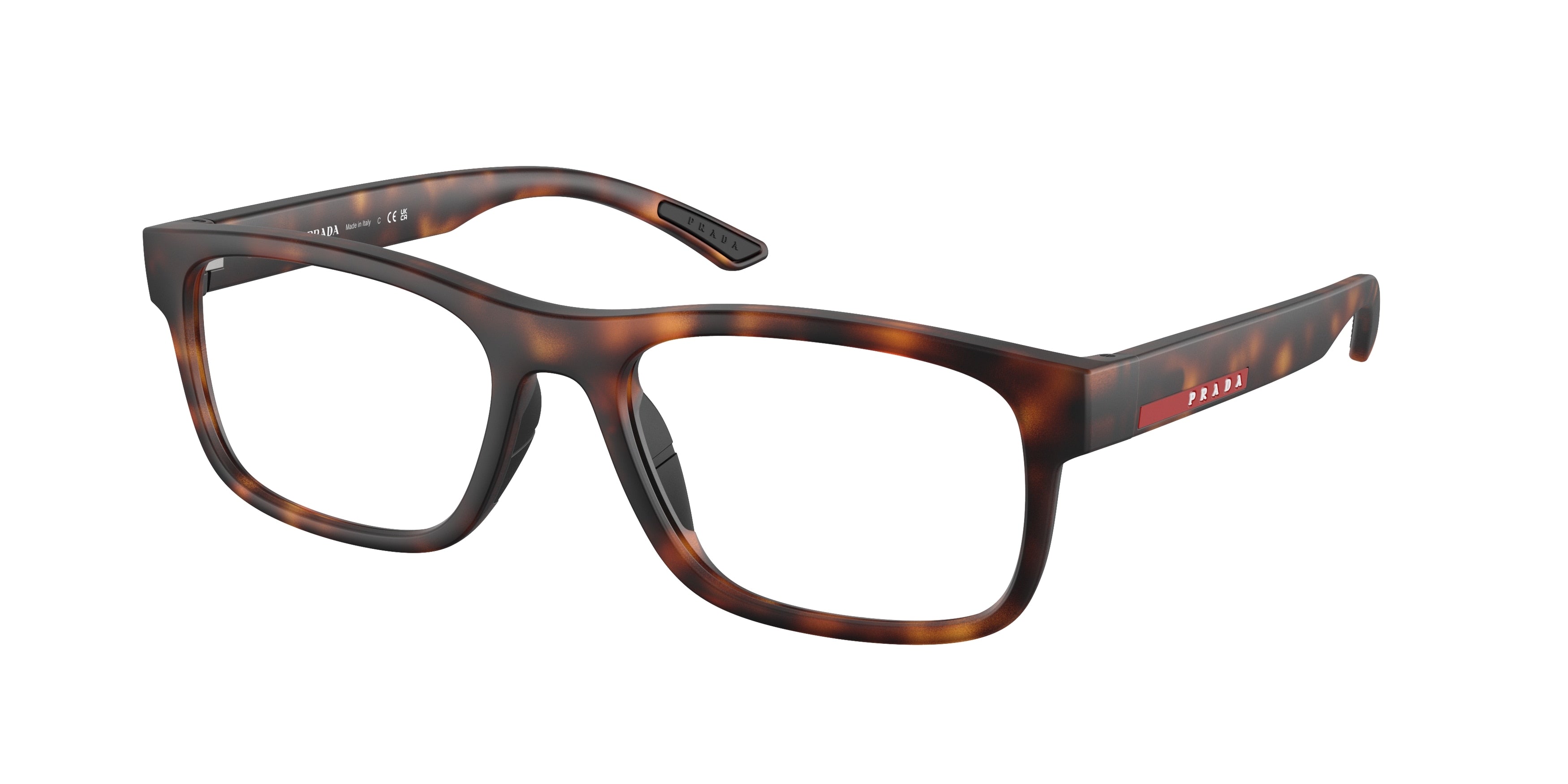Prada Linea Rossa PS04QV Rectangle Eyeglasses  17X1O1-Dark Havana Rubbered 54-145-18 - Color Map Tortoise