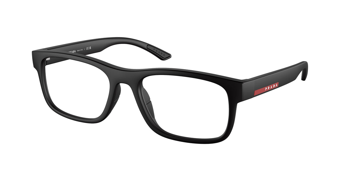 Prada Linea Rossa PS04QV Rectangle Eyeglasses  DG01O1-Black Rubbered 54-145-18 - Color Map Black